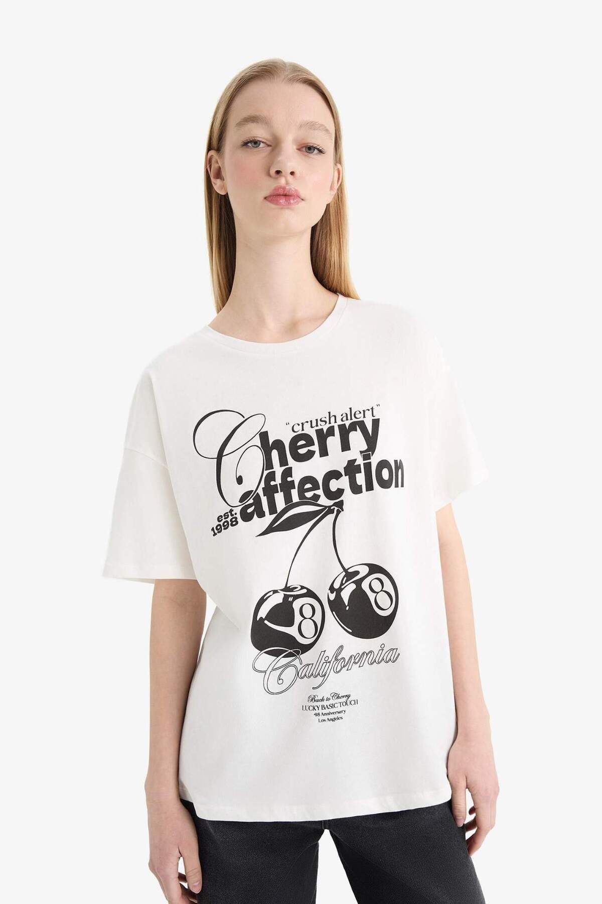 DeFacto-Cool Oversize Φαρδιά Εφαρμογή Crew Λαιμόκοψη με στάμπα κοντομάνικο T-shirt F2642AX25SM 8