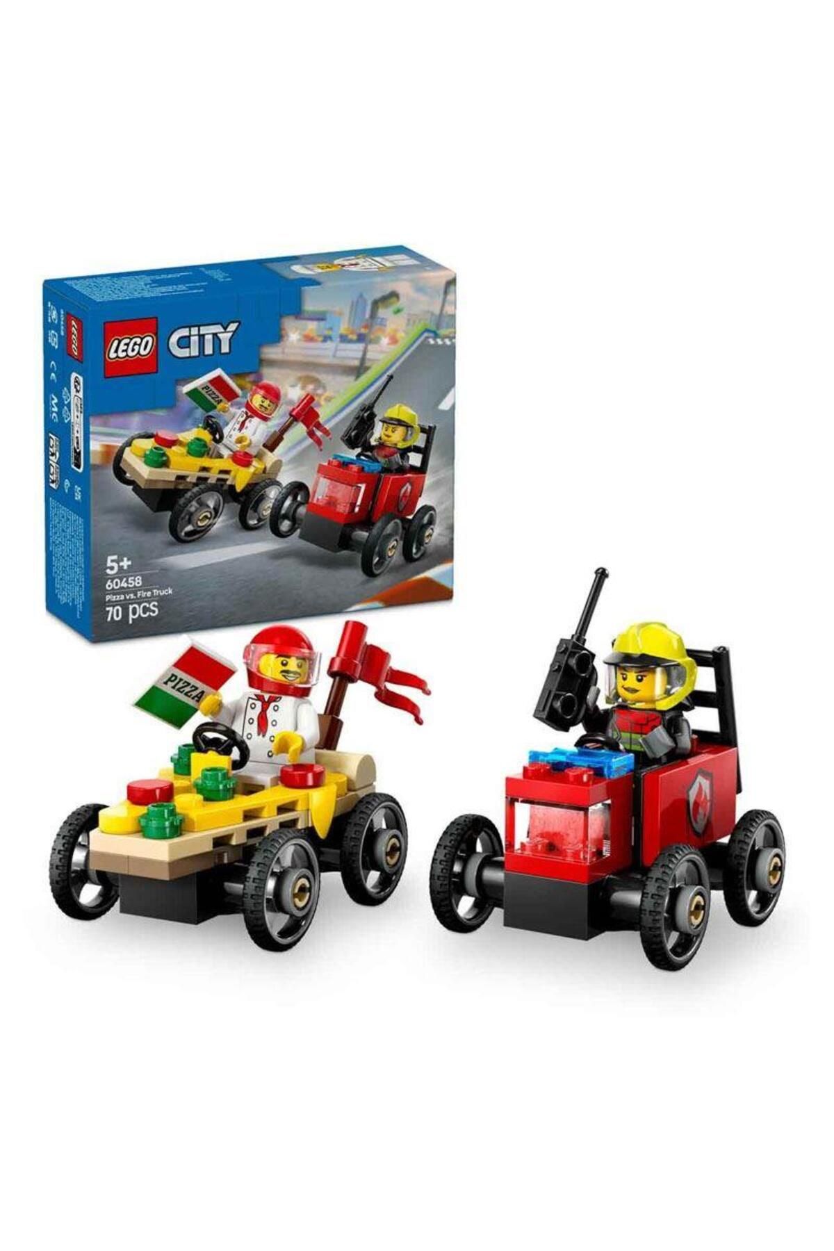 LEGO-® City Pizza Car Racing Car Vs Fire Truck Pack 60458- Set for Ages 5 and Up(70P) 2