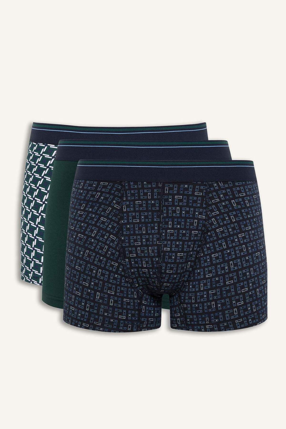 DeFacto-Regular Fit Printed 3 τεμαχίων Boxer D9879AX25SP 1