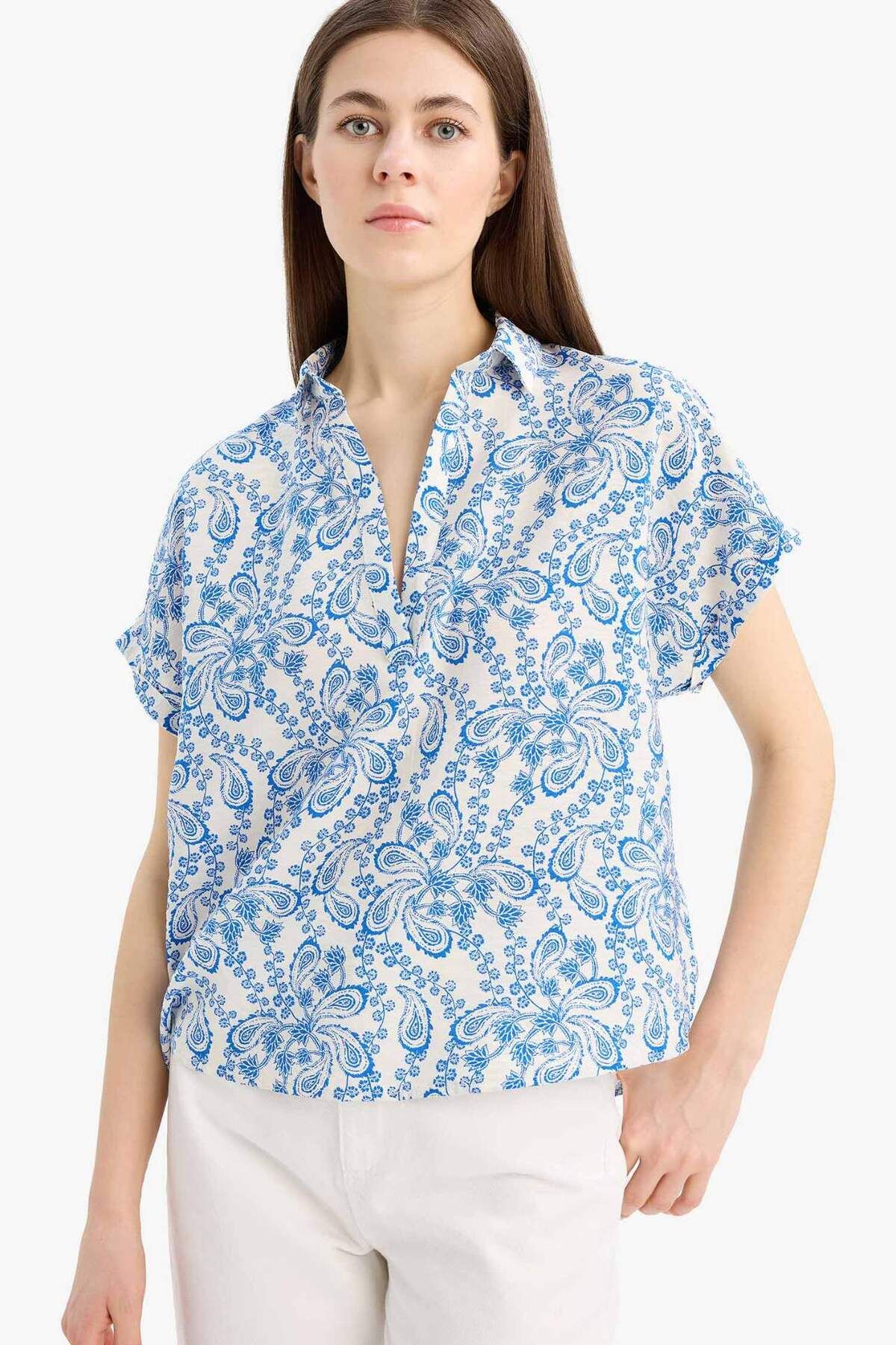 DeFacto-Oversize Loose Fit Floral κοντομάνικη μπλούζα E7595AX25SP 3