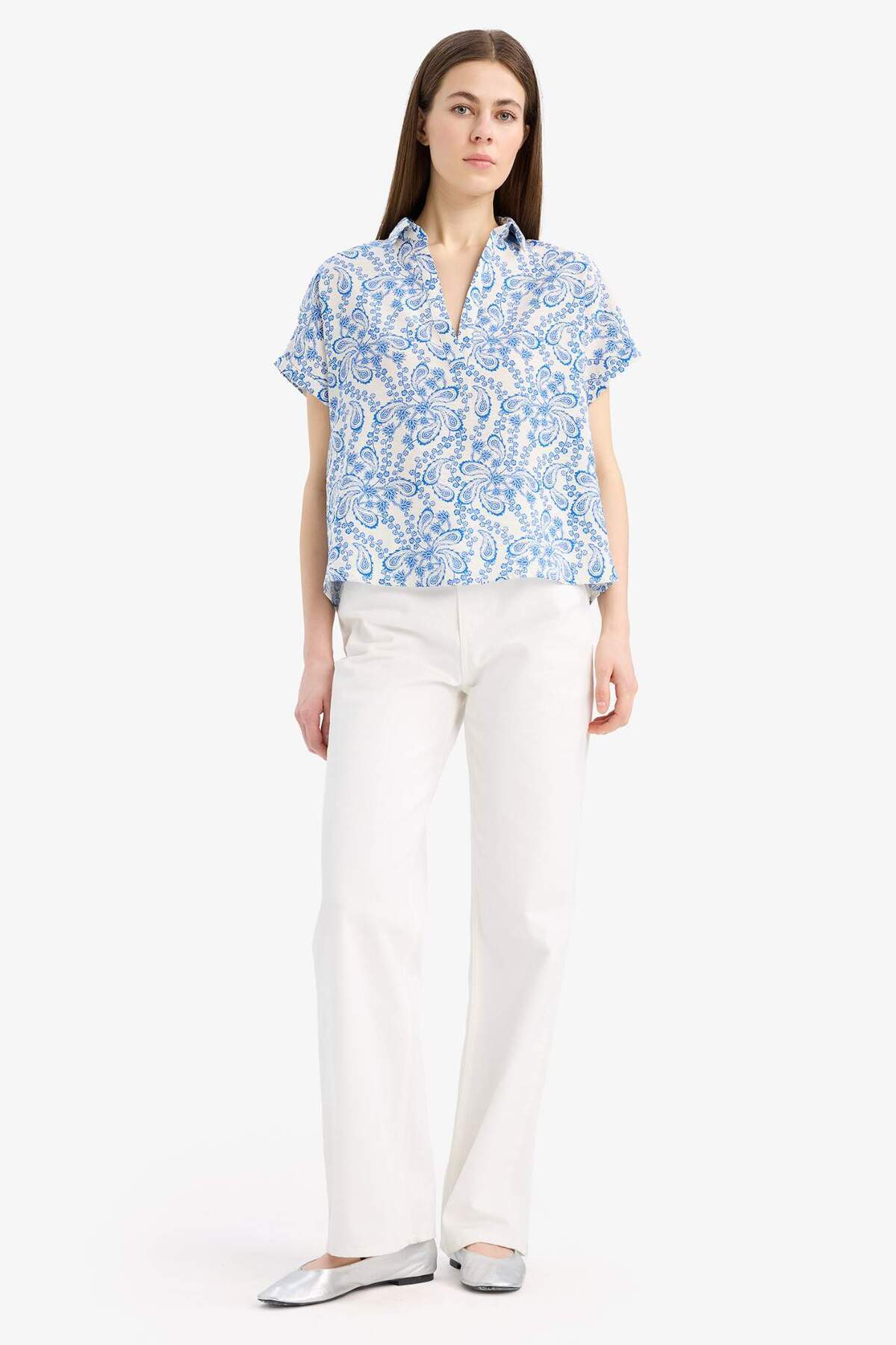 DeFacto-Oversize Loose Fit Floral κοντομάνικη μπλούζα E7595AX25SP 2