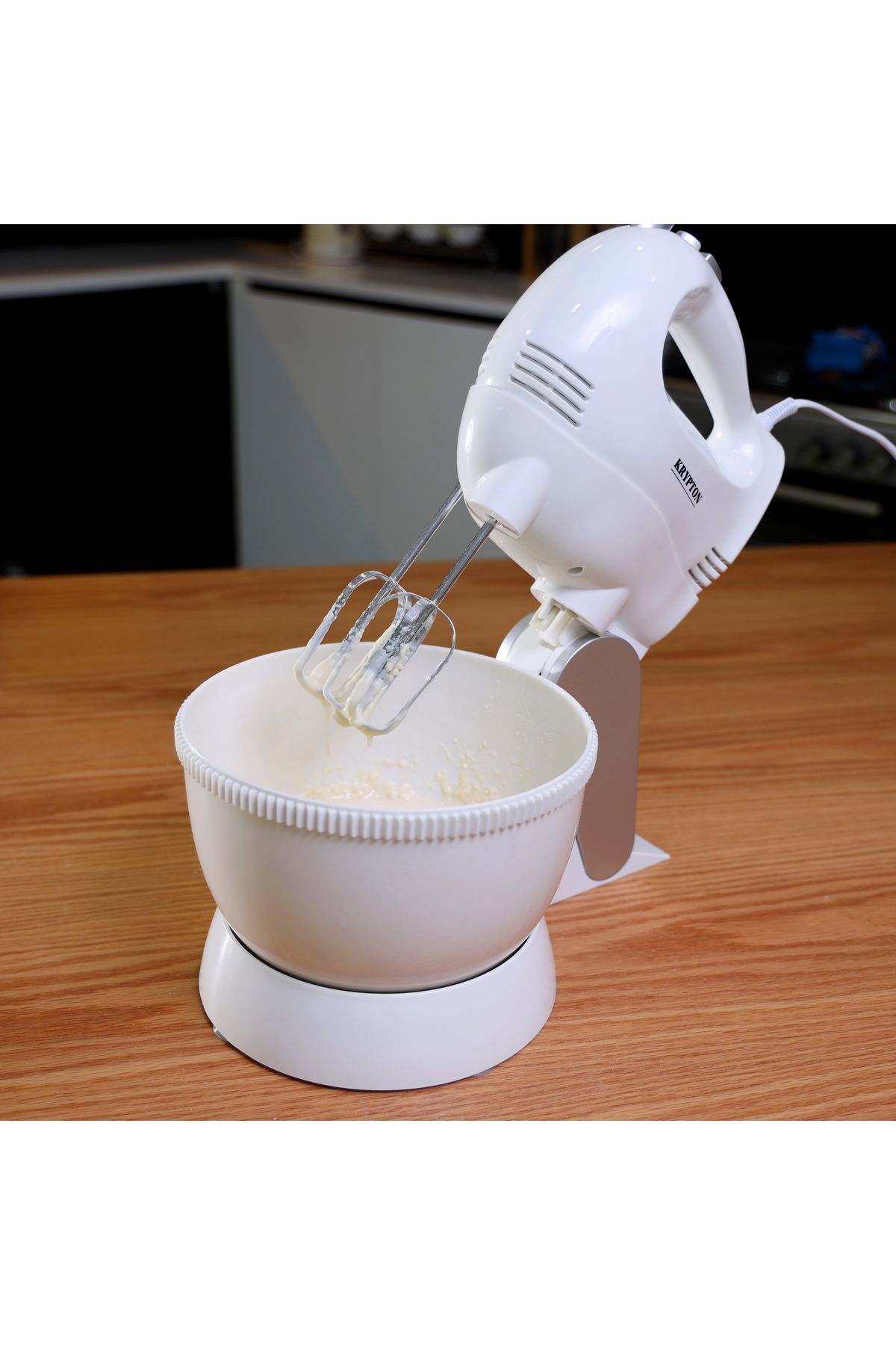 KRYPTON-250w Stand Mixer With Rotating Bowl, 5 Speeds, Beaters & Dough Hooks For Easy Mixing 4