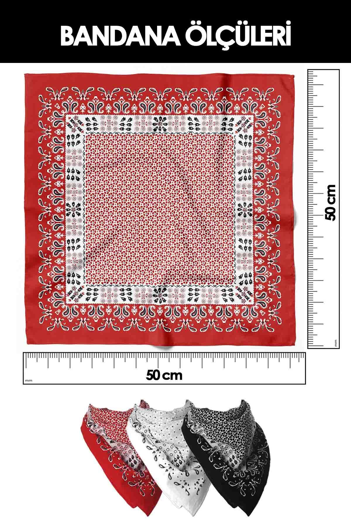 Modabutik-Z28 Γυναικείο έθνικ μοτίβο 50x50 Bandana Hyl Dg01272-22 2