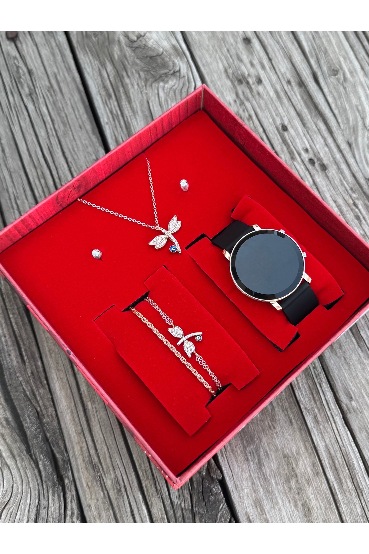 DEEPWELL Kadın Kol Saati Kolye Bileklik Küpe Seti Gl07