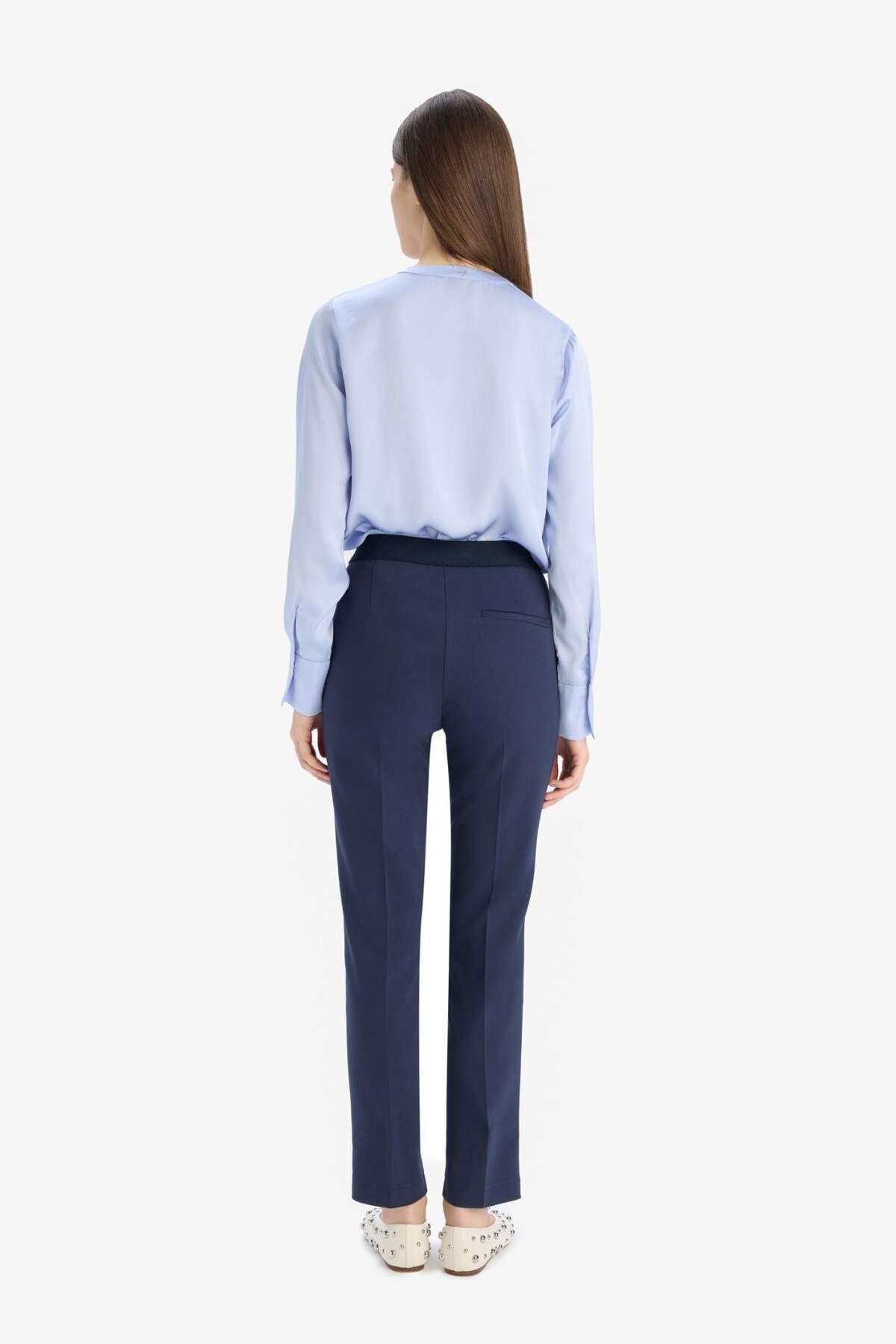 DeFacto-Pantaloni din țesătură chino cu talie înaltă picior drept E5458AX25SP 7