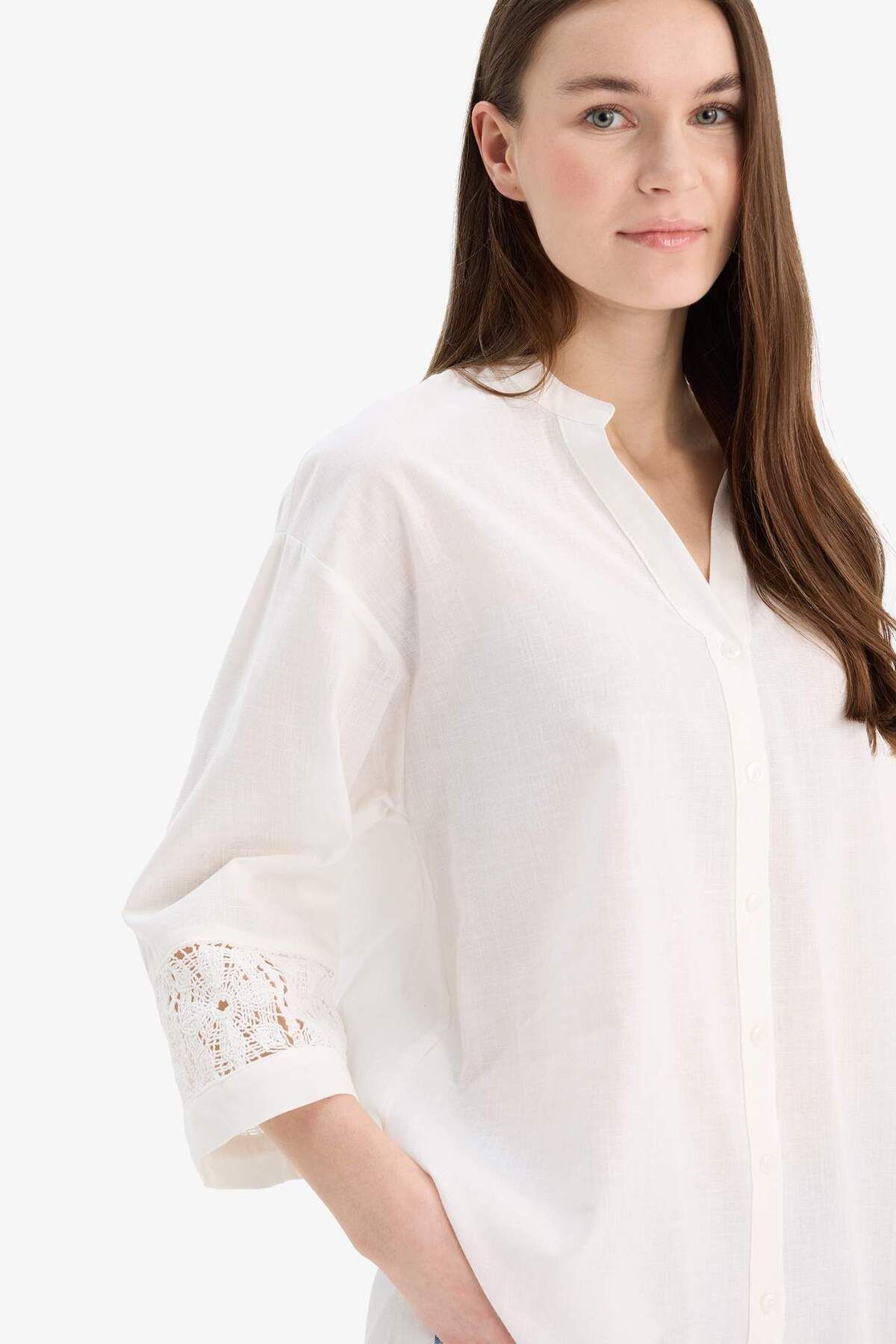 DeFacto-Relax Fit Apache Collar Basic μασίφ μακρυμάνικο πουκάμισο D5444AX25SP 4