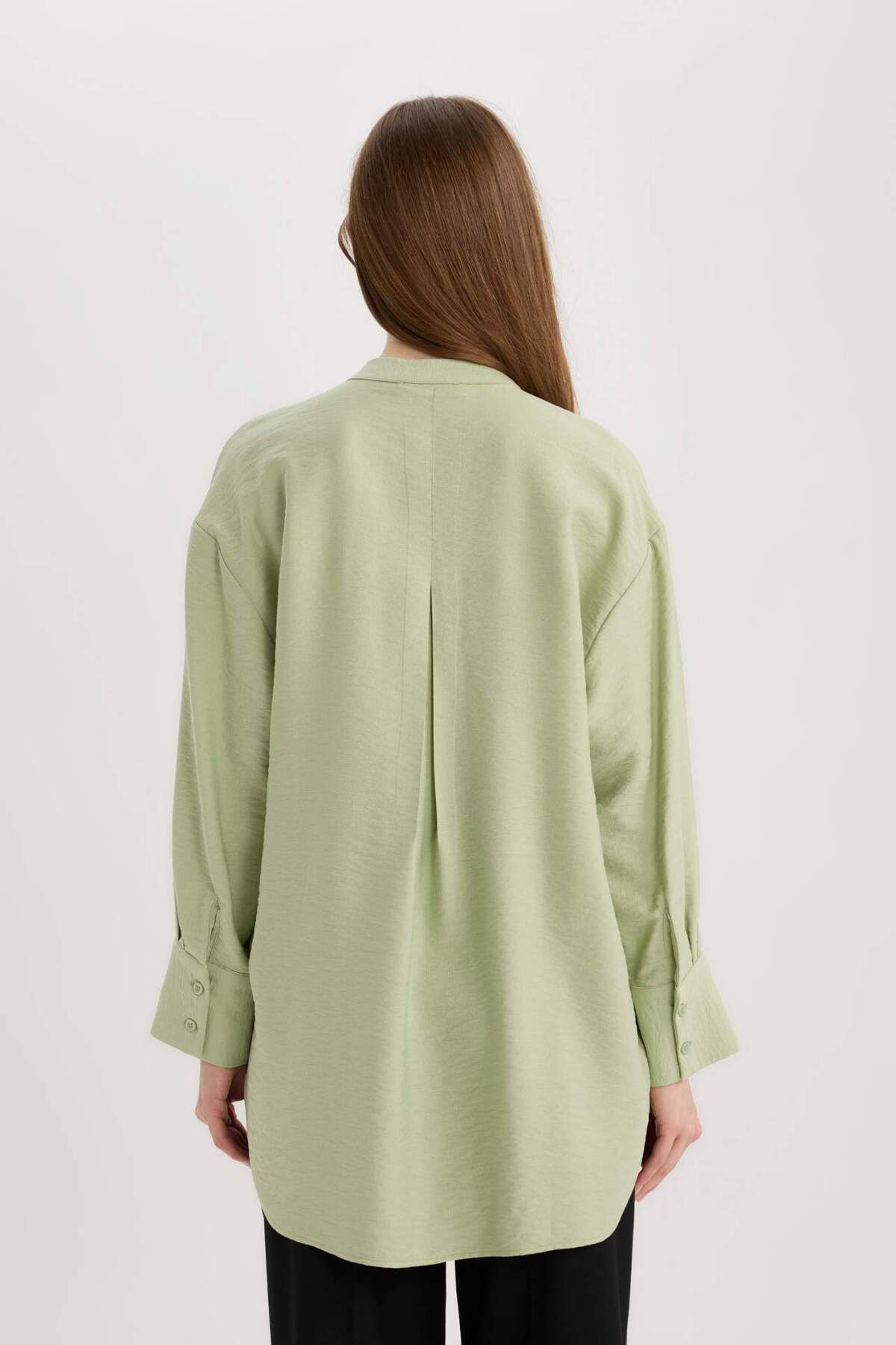 DeFacto-Relaxed Fit Hemd mit Schalkragen, Basic, Uni, Langarm Tunika E1757AX25SP 6