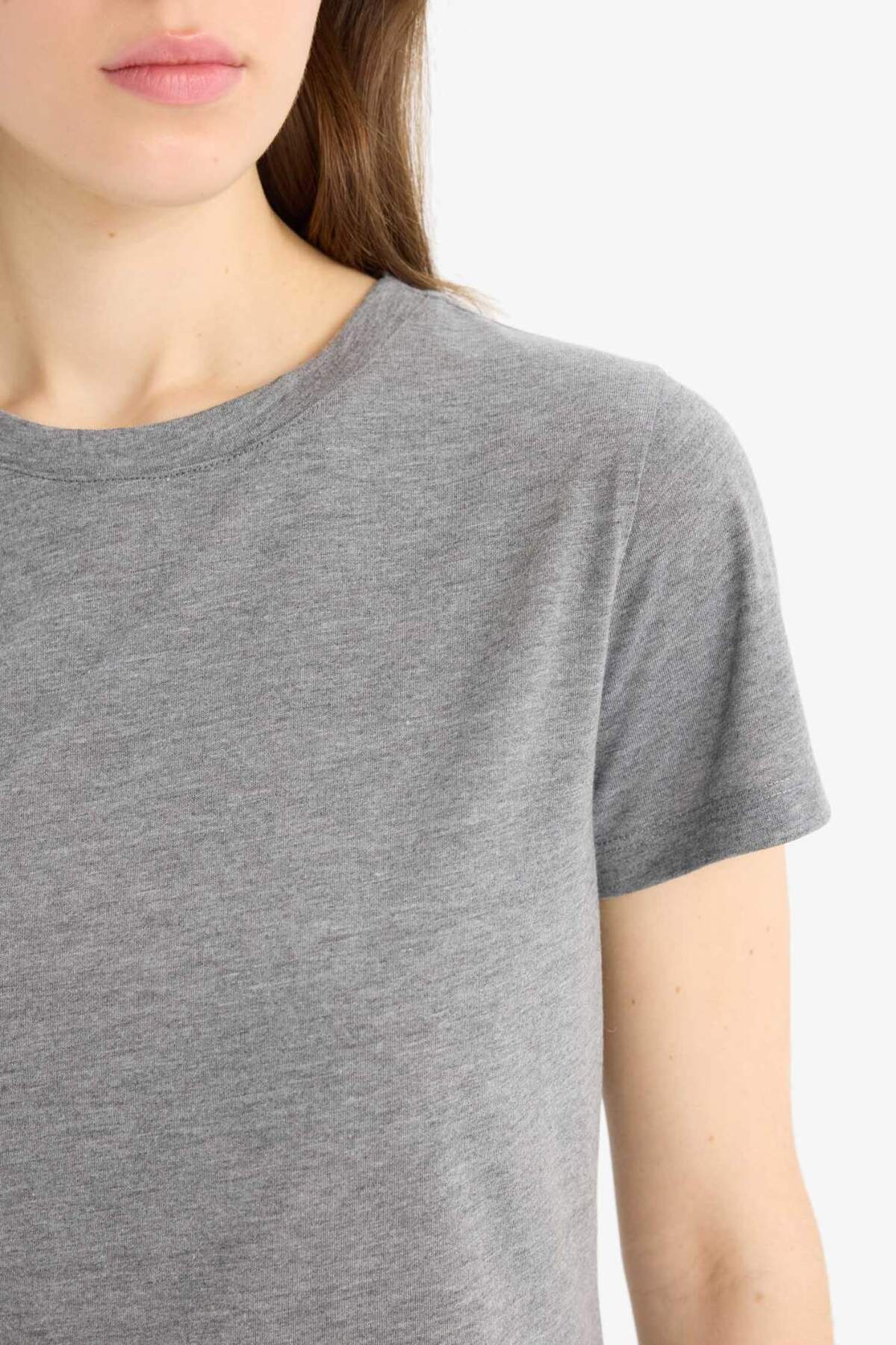DeFacto-Regular Fit Crew Neck Basic Solid Short Sleeve T-Shirt W7299Az25Sp 5