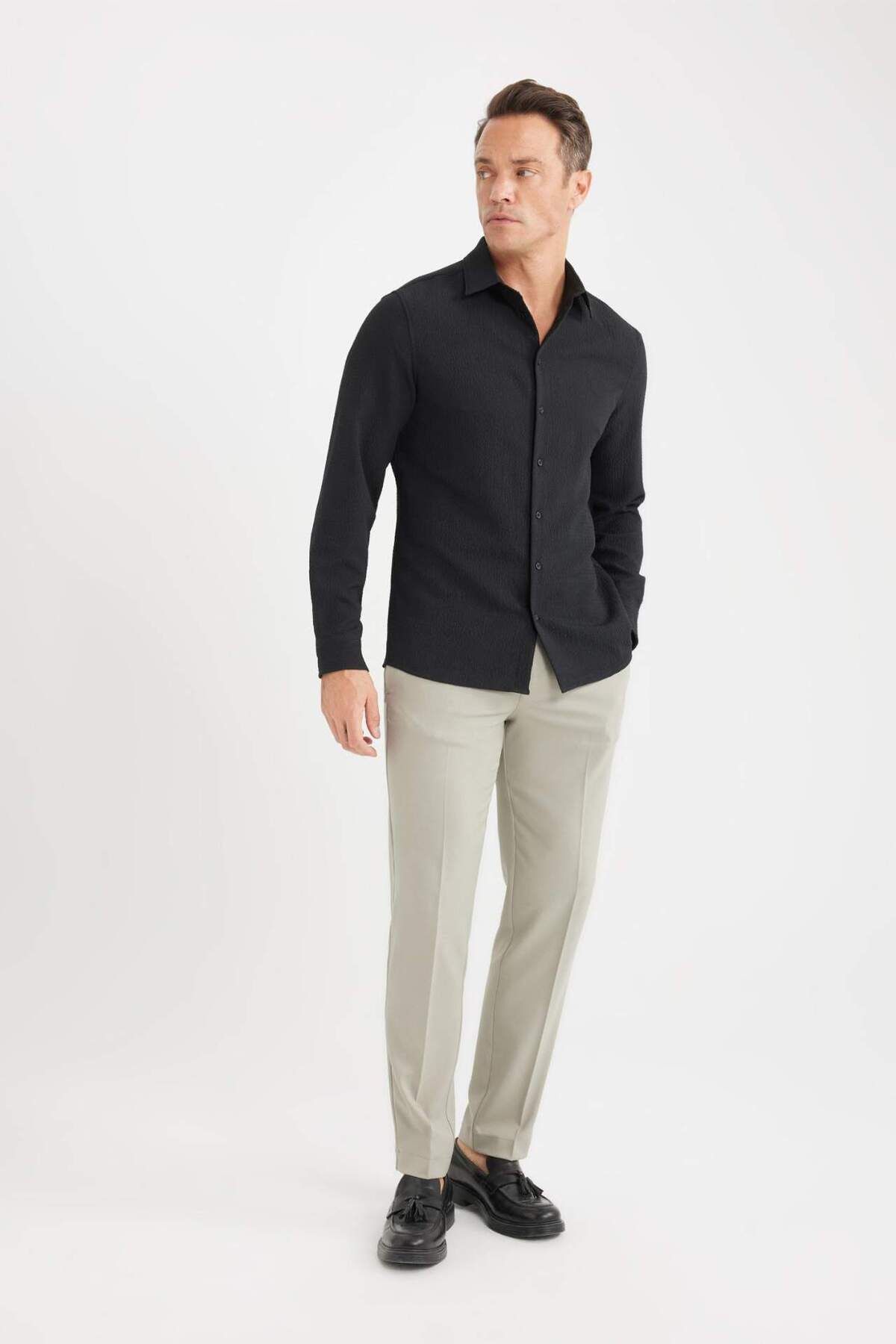 DeFacto-Summer Fabric Jogger Pants Elastic Waist with Lace-Up Straight Leg Stretching All Directions with Pockets A9943Ax24Au 4