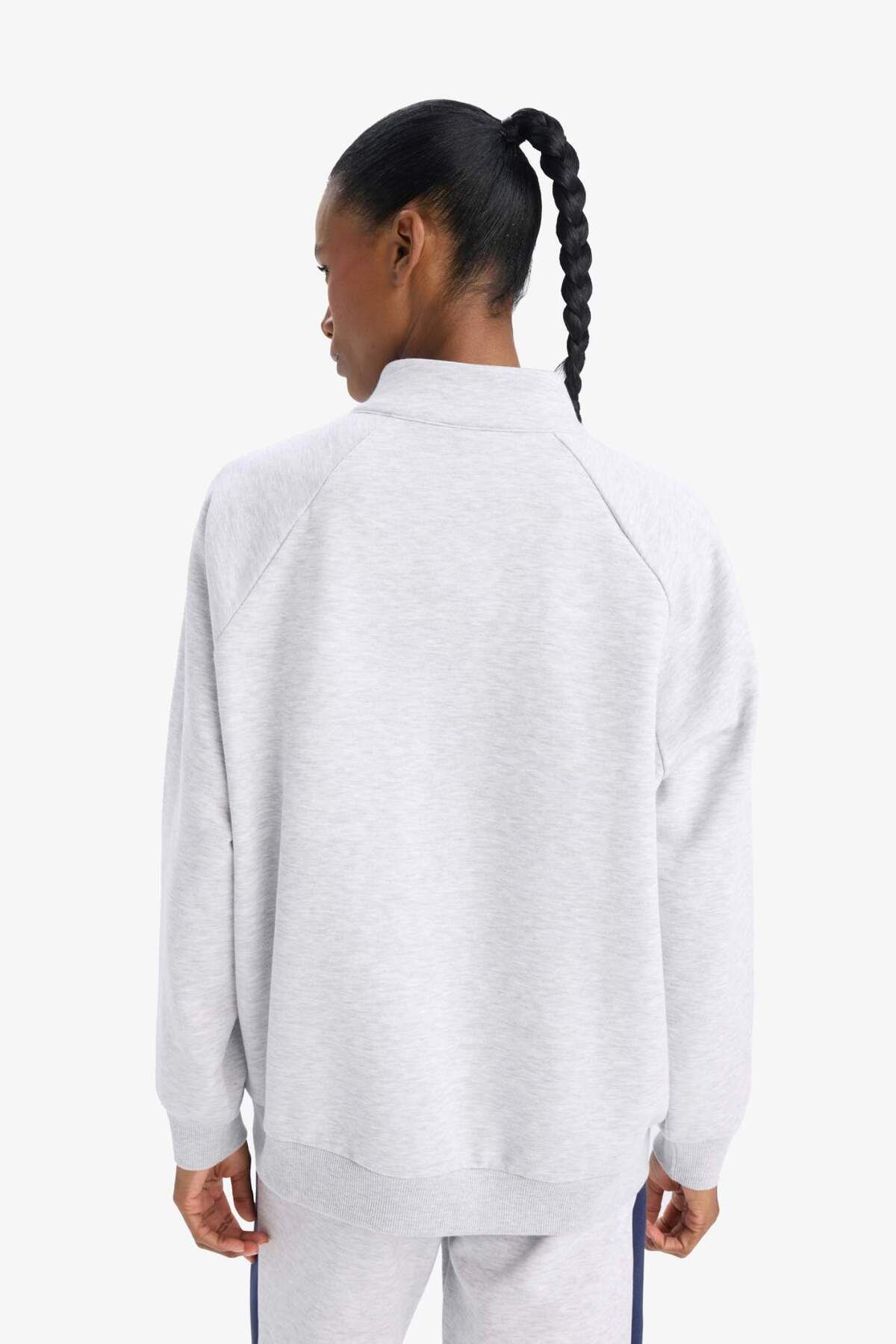DeFacto-Hanorac sport cu imprimeu cu guler înalt DeFactoFit oversize D7754AX25SP 6