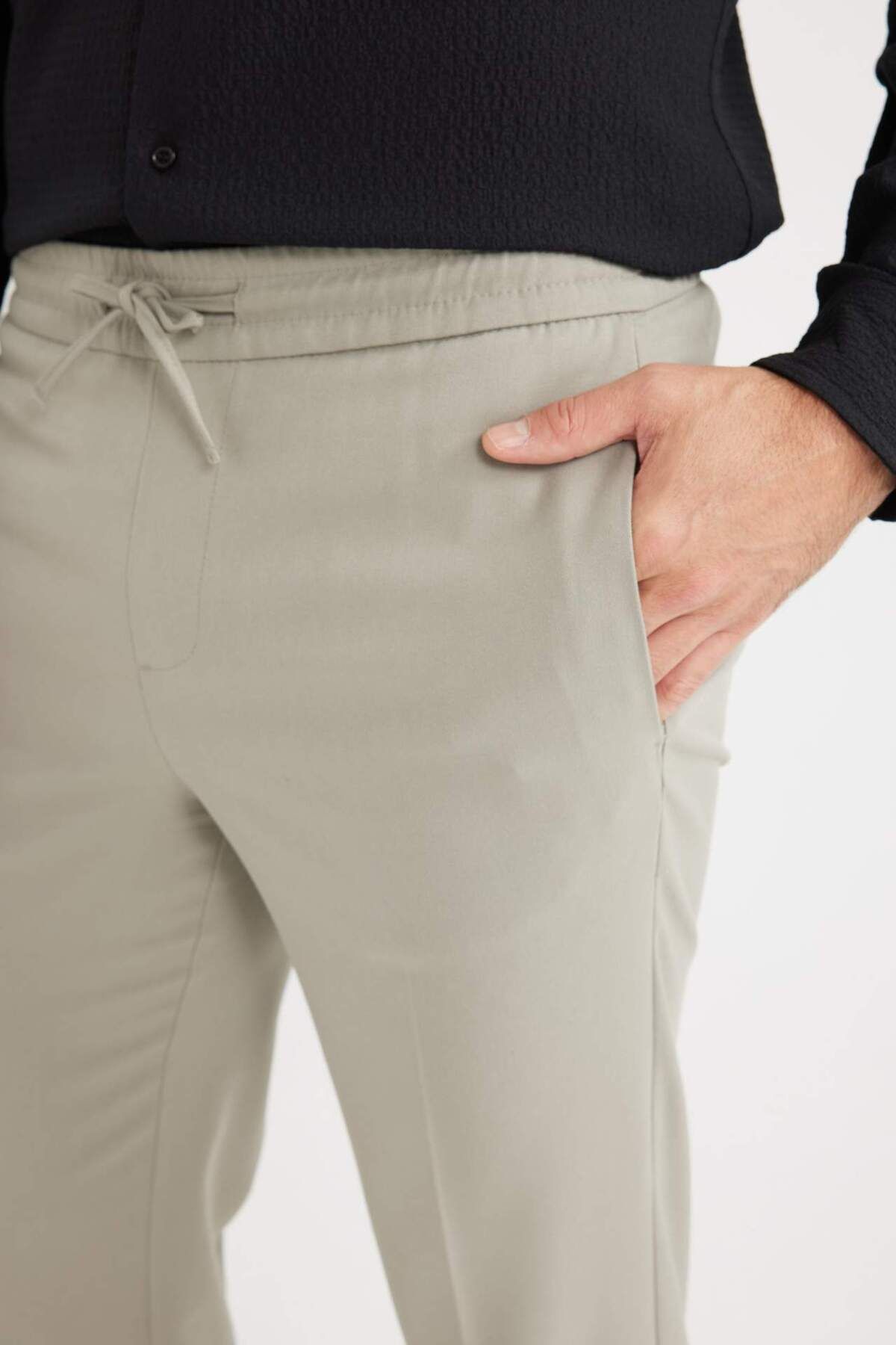 DeFacto-Summer Fabric Jogger Pants Elastic Waist with Lace-Up Straight Leg Stretching All Directions with Pockets A9943Ax24Au 6