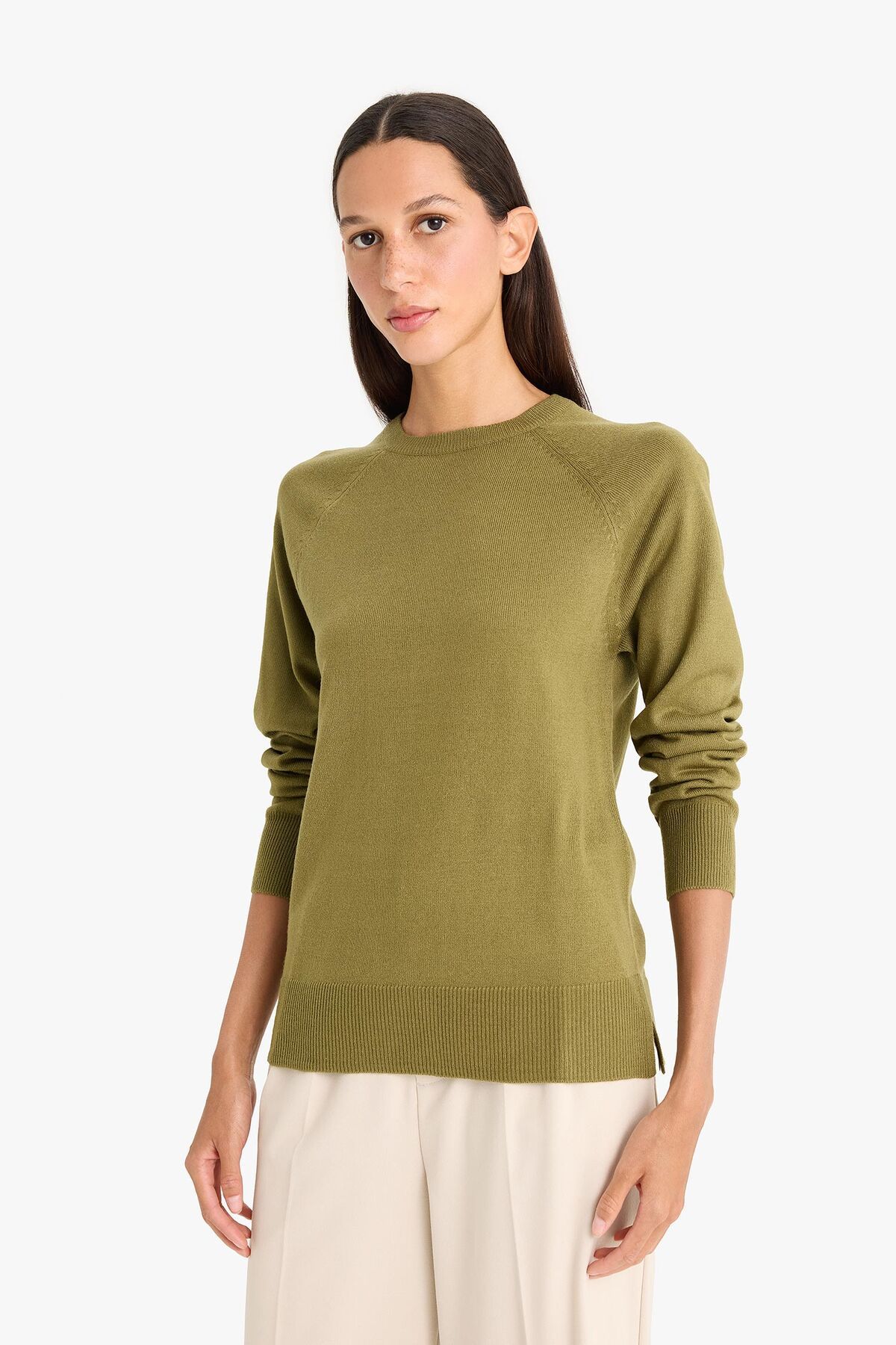 DeFacto-Weich strukturierter Strickpullover mit Rundhalsausschnitt – normale Passform I6913az24wn 4