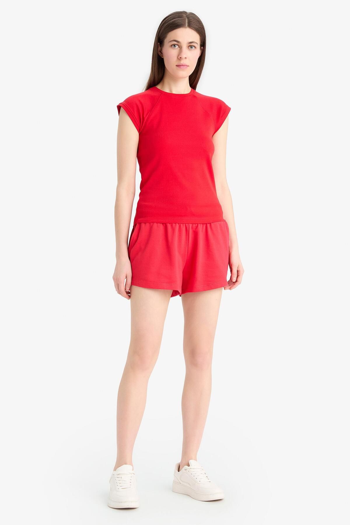 DeFacto-Regular Fit Waist Lace up Shorts C7600Ax25Sm 3
