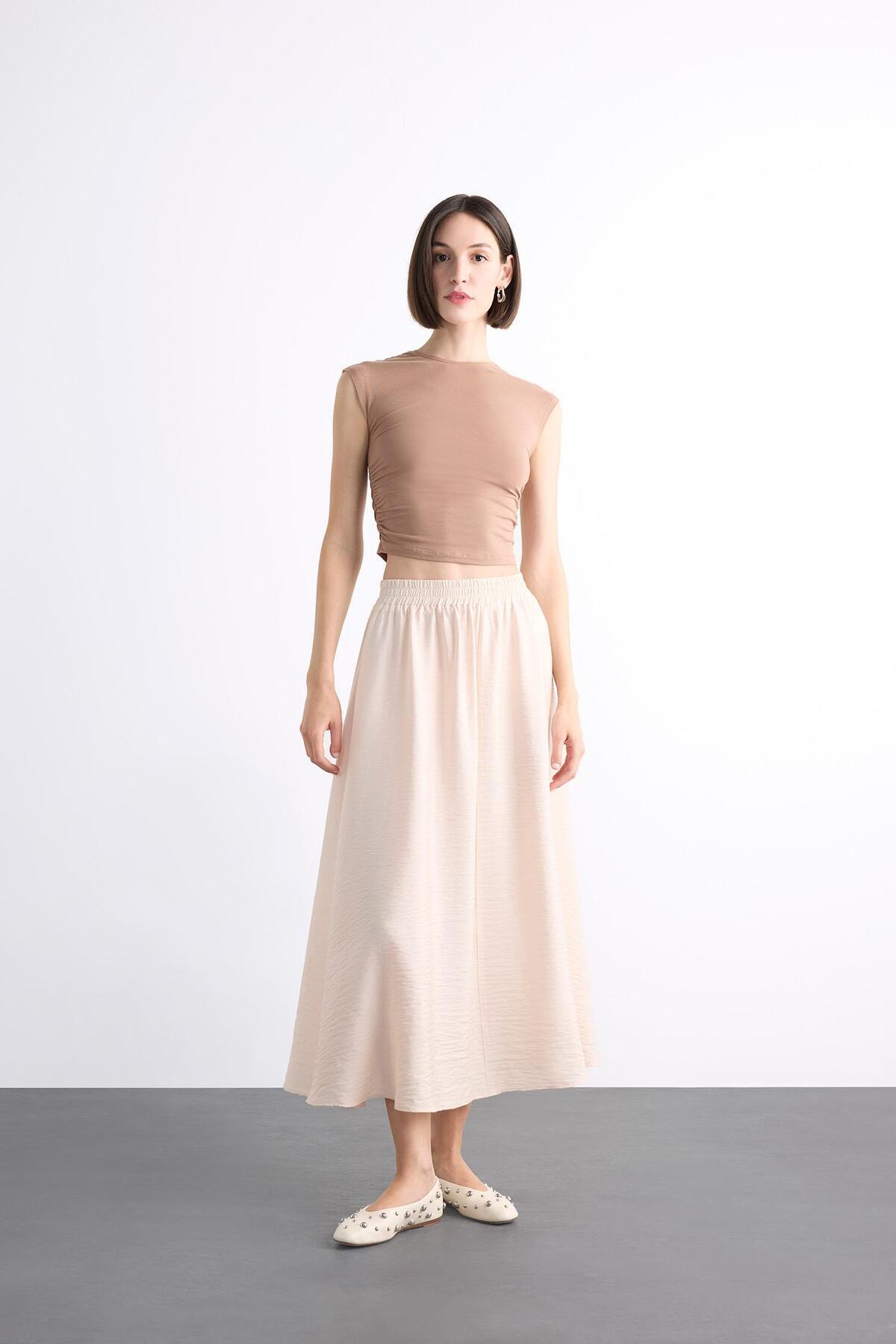 DeFacto-Elastic Waist Midi Skirt F7448Ax25Sm 1