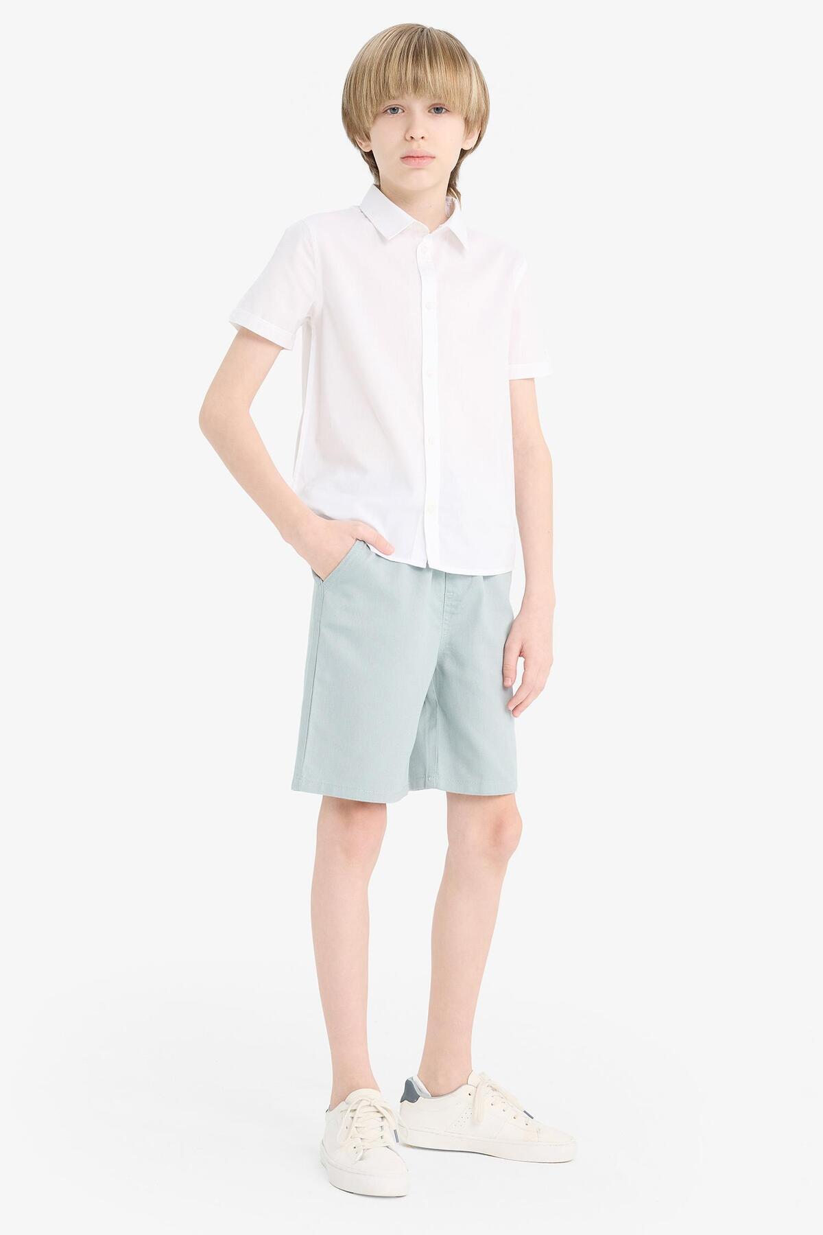 DeFacto-Boy's Elastic Waist Gabardine Shorts E6677A825Hs 3
