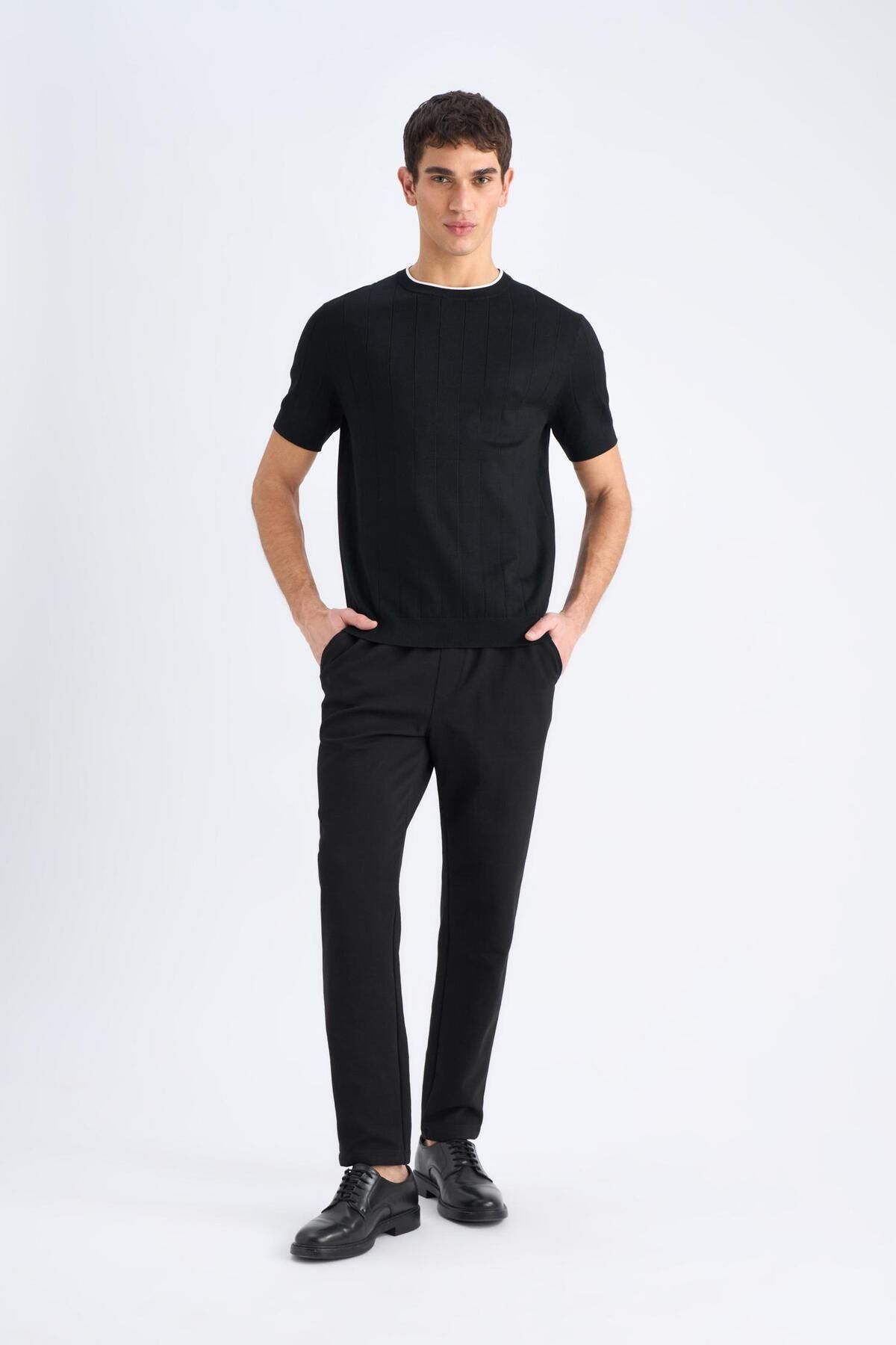 DeFacto-Pantaloni de jogger de bază - talie dreaptă, buzunare cu șireturi, picior drept C6022AX25SP 2