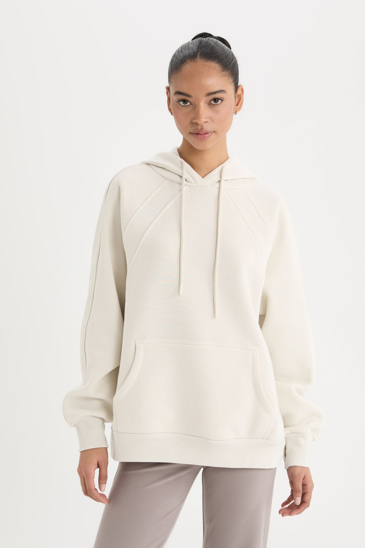 DeFacto-Fit Oversize Fit Χοντρό αθλητικό φούτερ με κουκούλα B0415ax23au 3