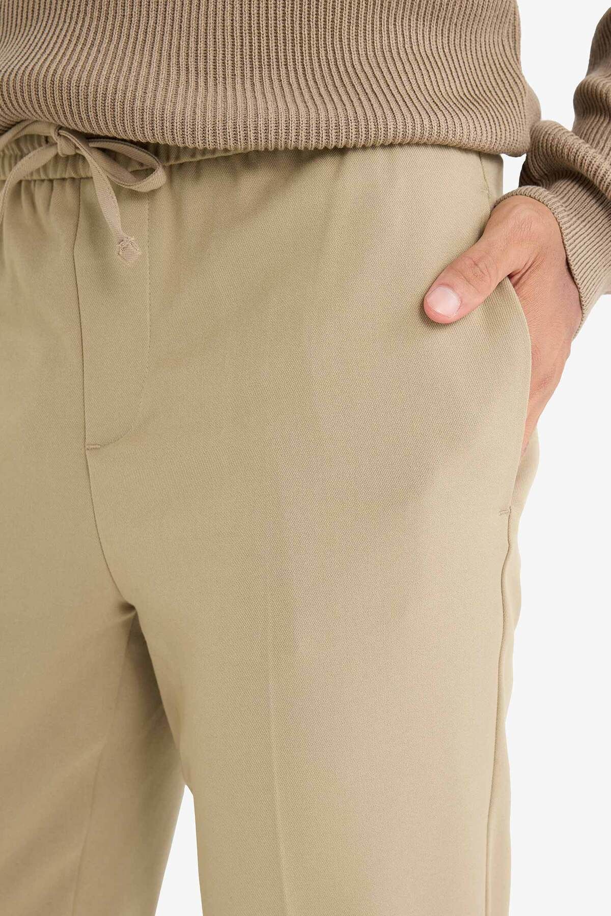 DeFacto-Pantaloni de jogger din țesătură de vară, talie cu șireturi, elastic, picior drept, elastic în toate direcțiile cu buzunare A9943AX25SP 6