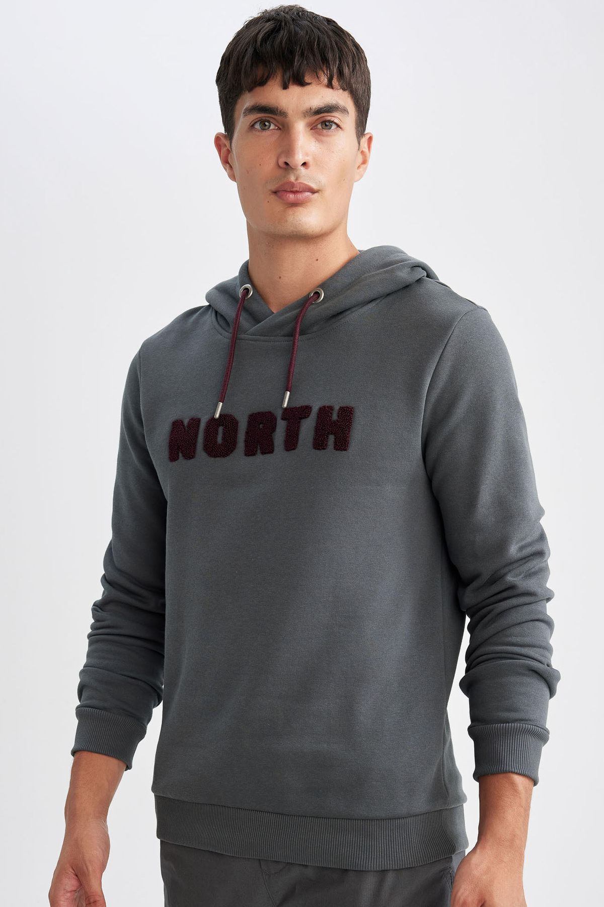 DeFacto-Regular Fit Hooded Sweatshirt with Soft Fuzz Inside 1