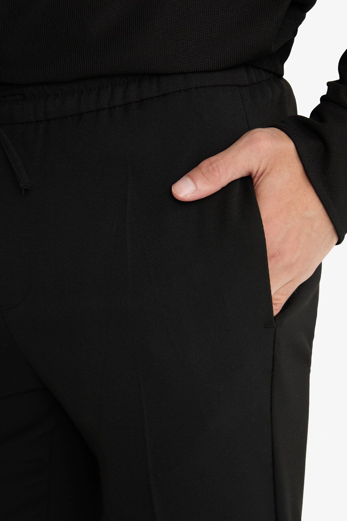 DeFacto-Pantaloni de jogger din țesătură de vară, talie cu șireturi, elastic, picior drept, elastic în toate direcțiile cu buzunare A9943ax24au 6