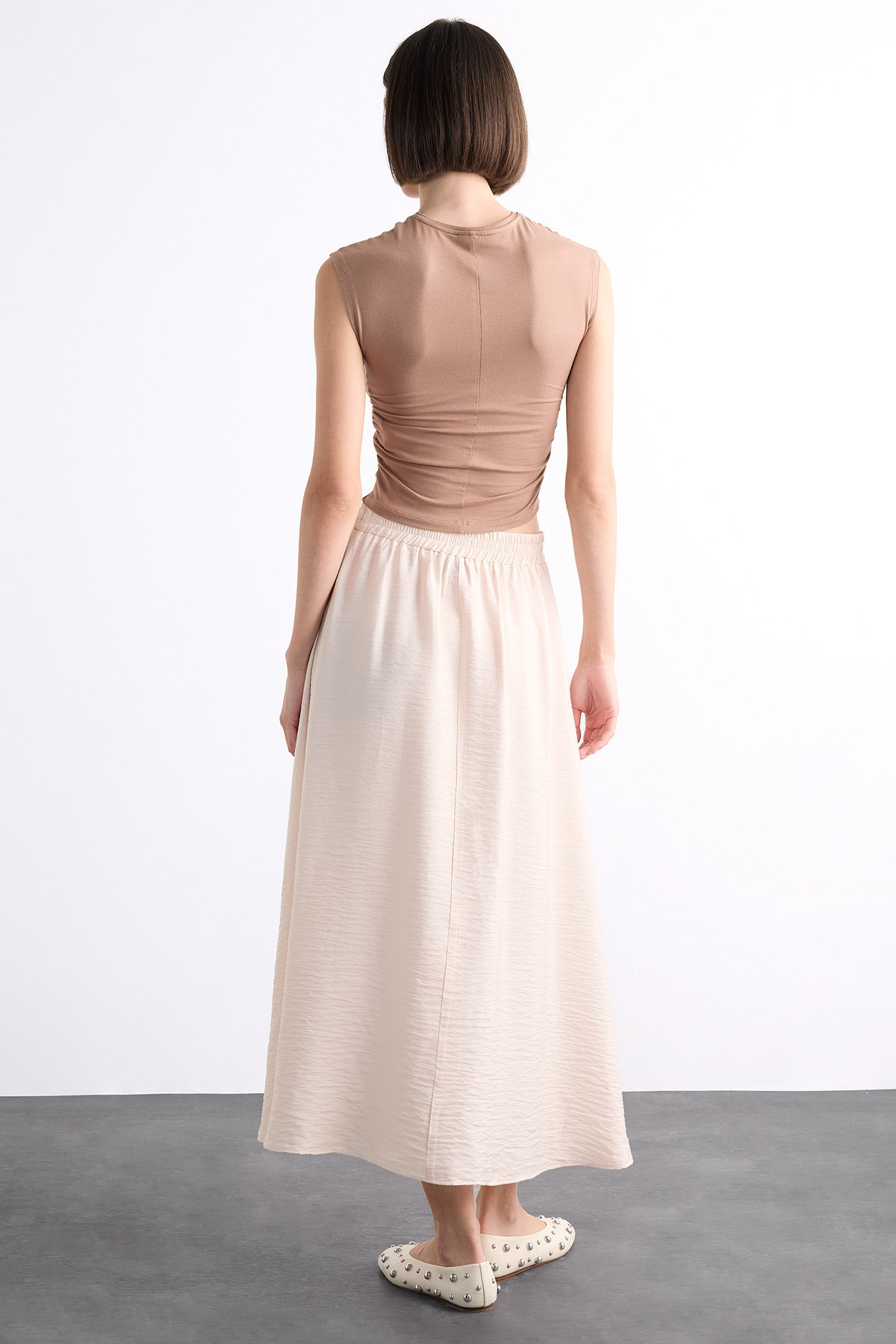 DeFacto-Elastic Waist Midi Skirt F7448Ax25Sm 7