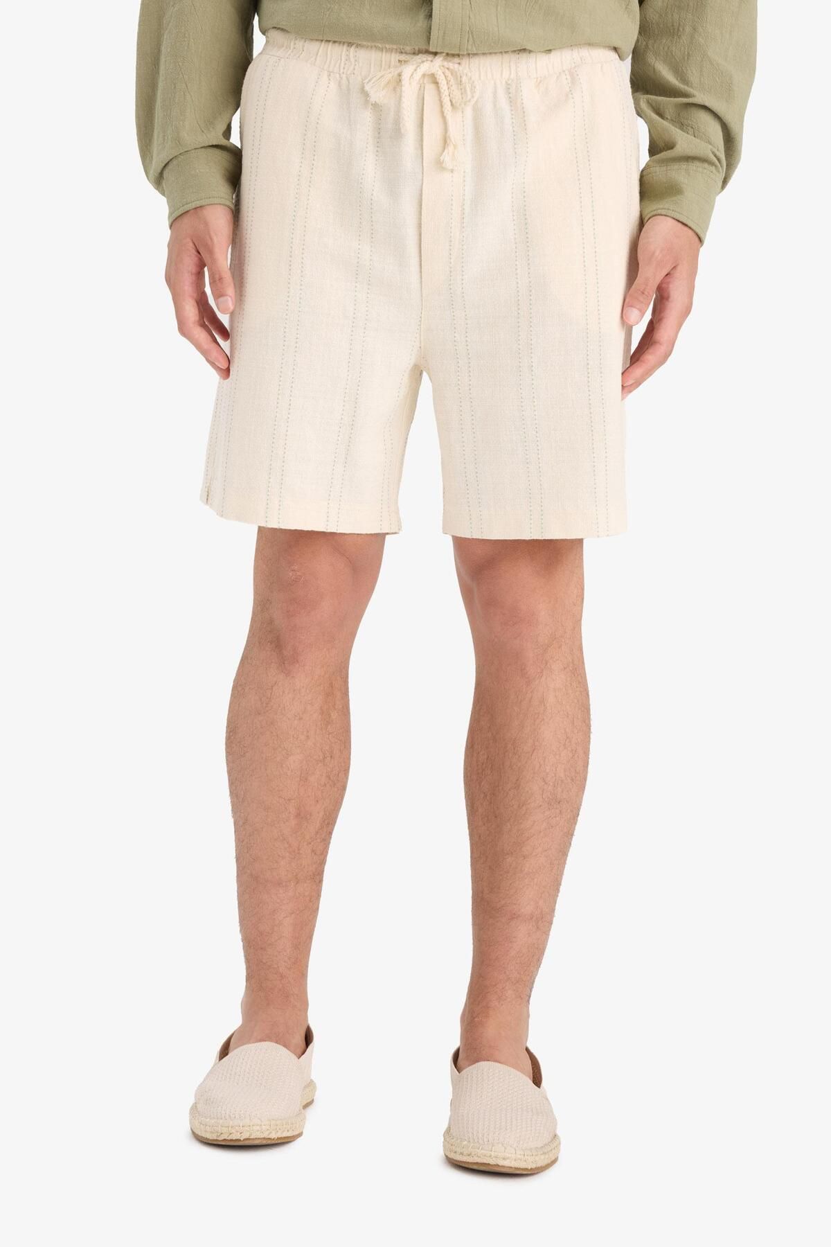 DeFacto-Regular Fit Textured Bermuda Shorts E2234Ax25Sm 4