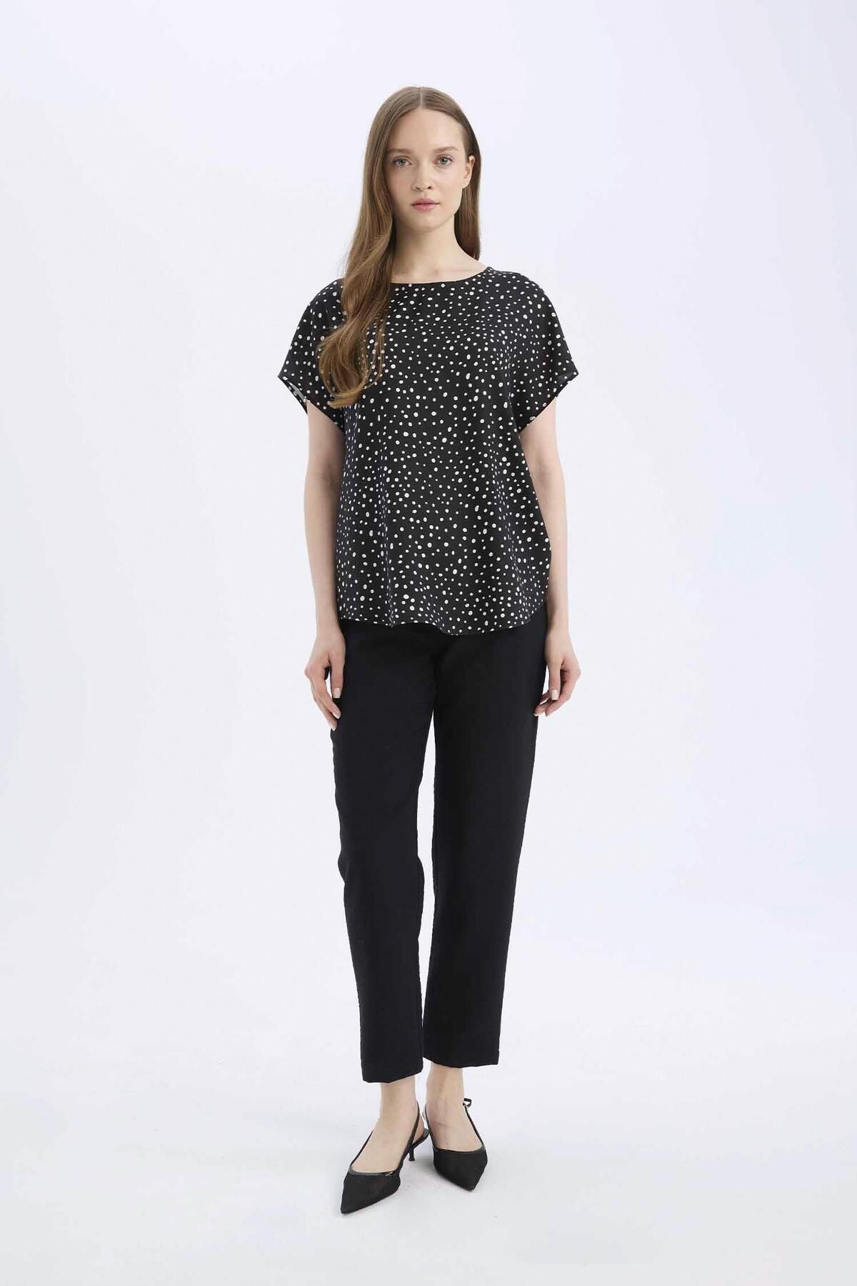 DeFacto-High Waist Linen Look Trousers with Jogger Pockets 2