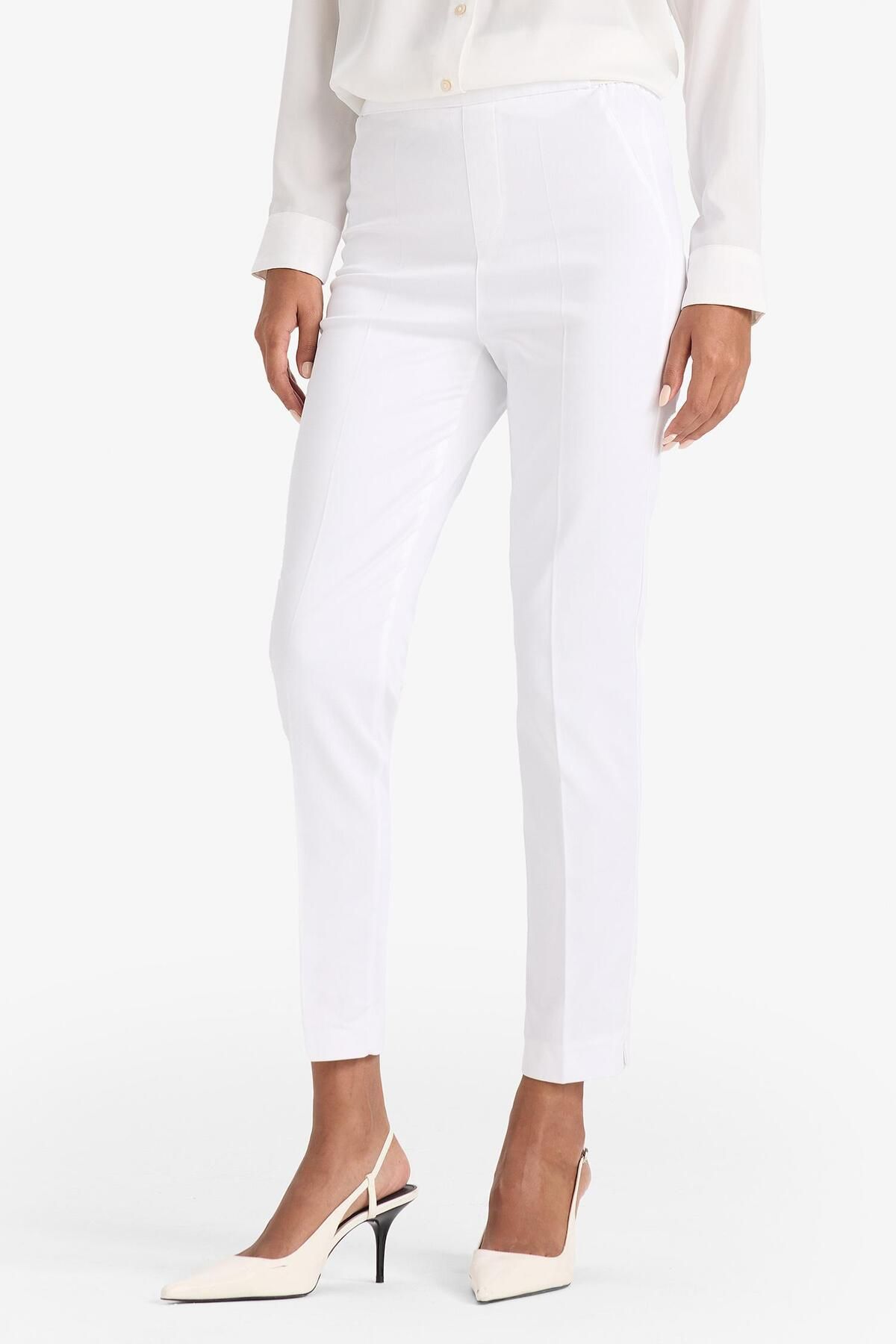 DeFacto-Women's White Valentina Cigarette Pants J8743Az19Sp 4