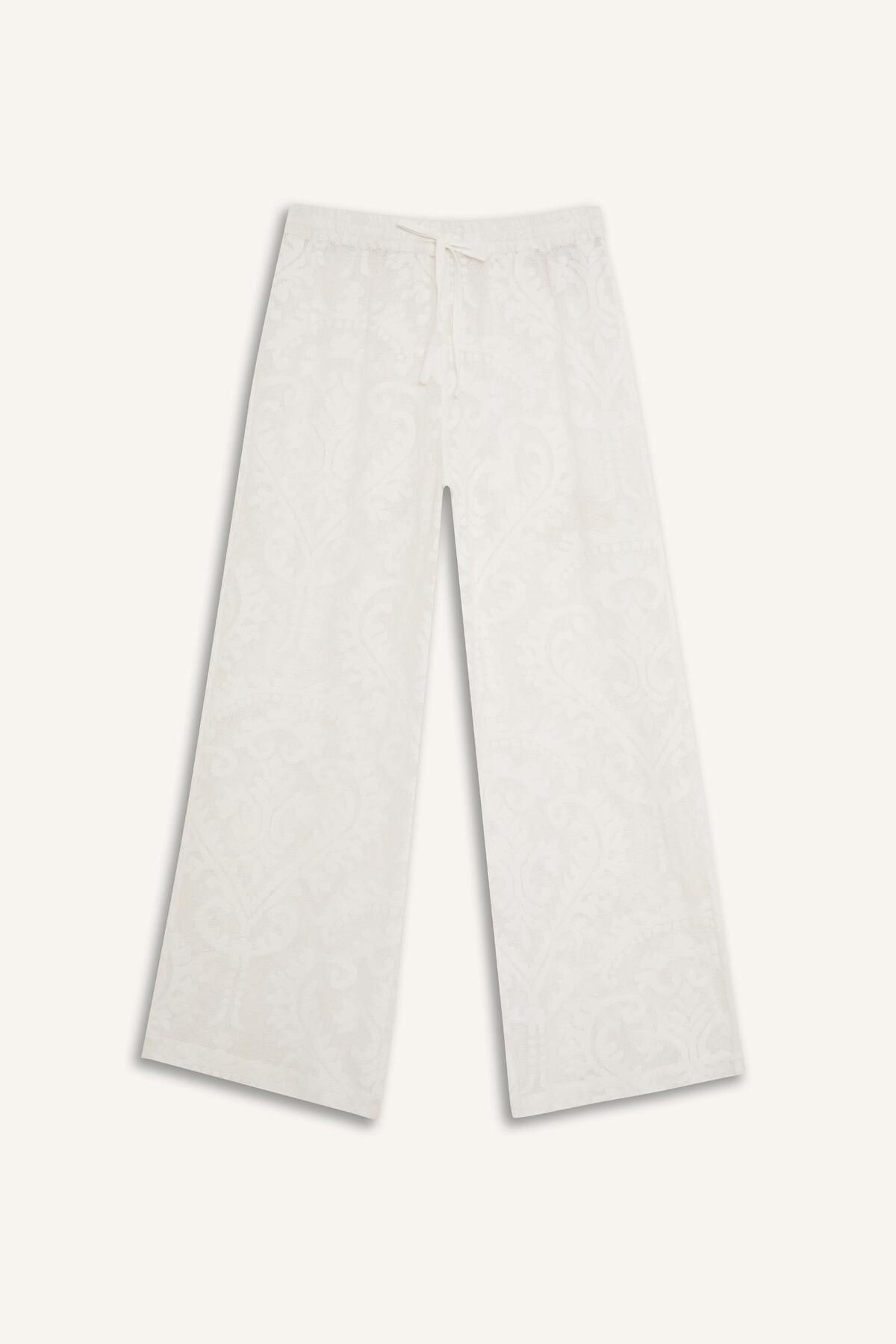 DeFacto-White Beach Pants with Lace and Elastic Waist-Fall in Love D9767Ax25Sm 6
