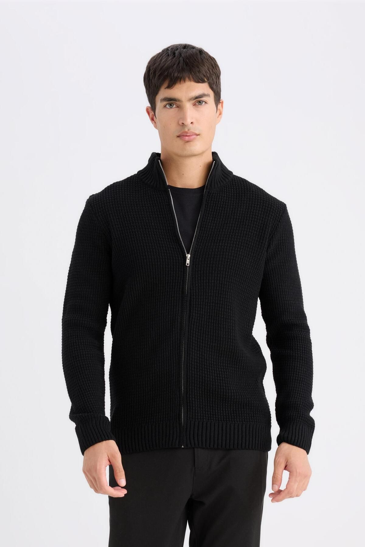 DeFacto-Regular Fit Half Turtleneck Cardigan 8