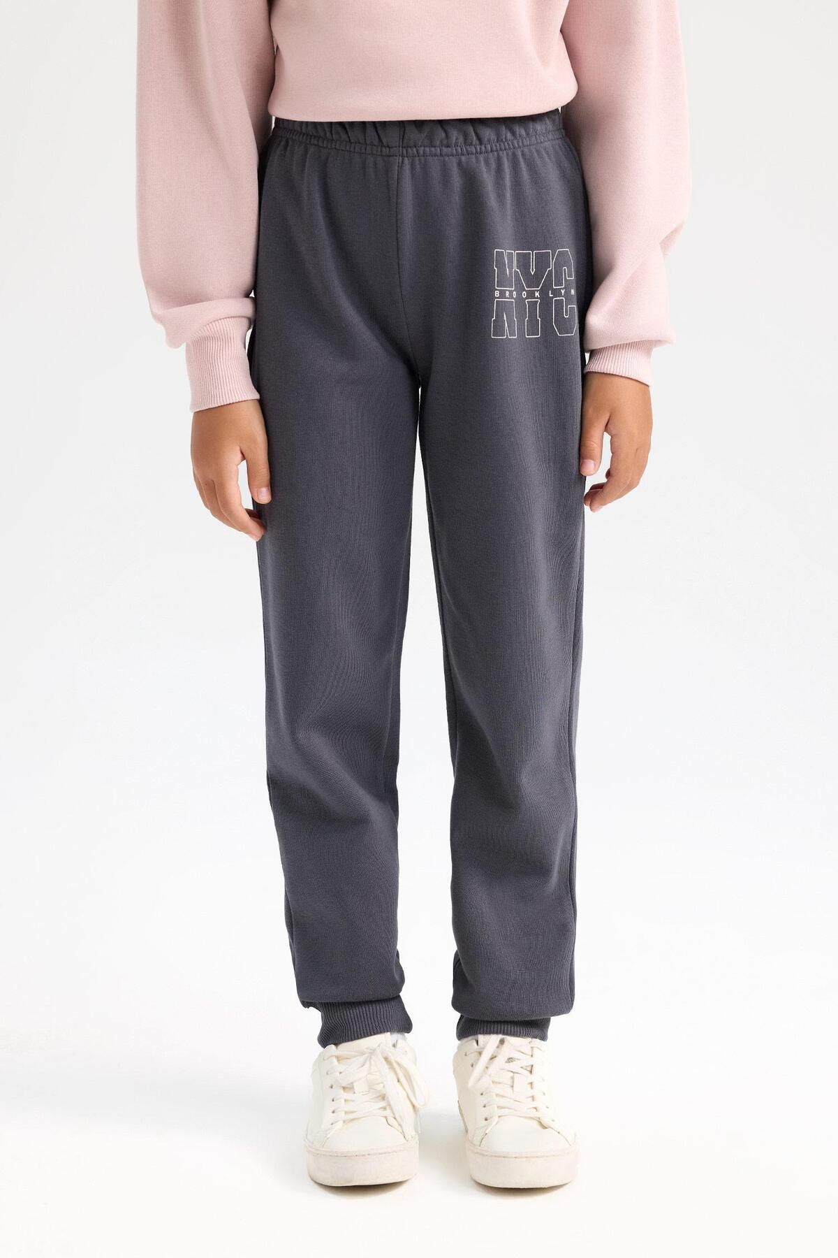 DeFacto-Girl's Elastic Waist Printed Jogger Sweatpants D2293A824Wn 4