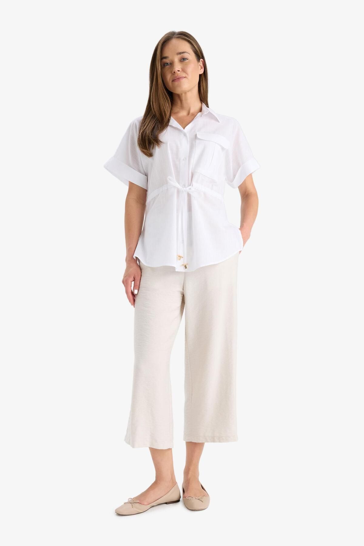 DeFacto-Crop Fit Belted Capri Pants F3421Ax25Hs 4