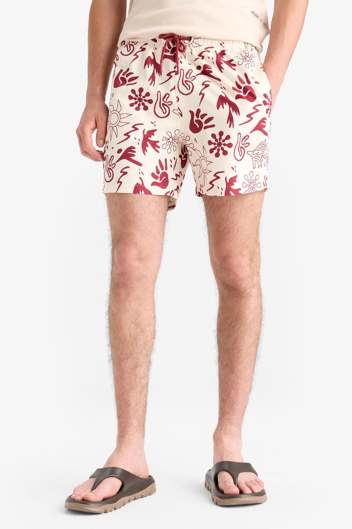 DeFacto-Patterned Mesh Lined Short Length Sea Shorts E1028Ax25Hs 4