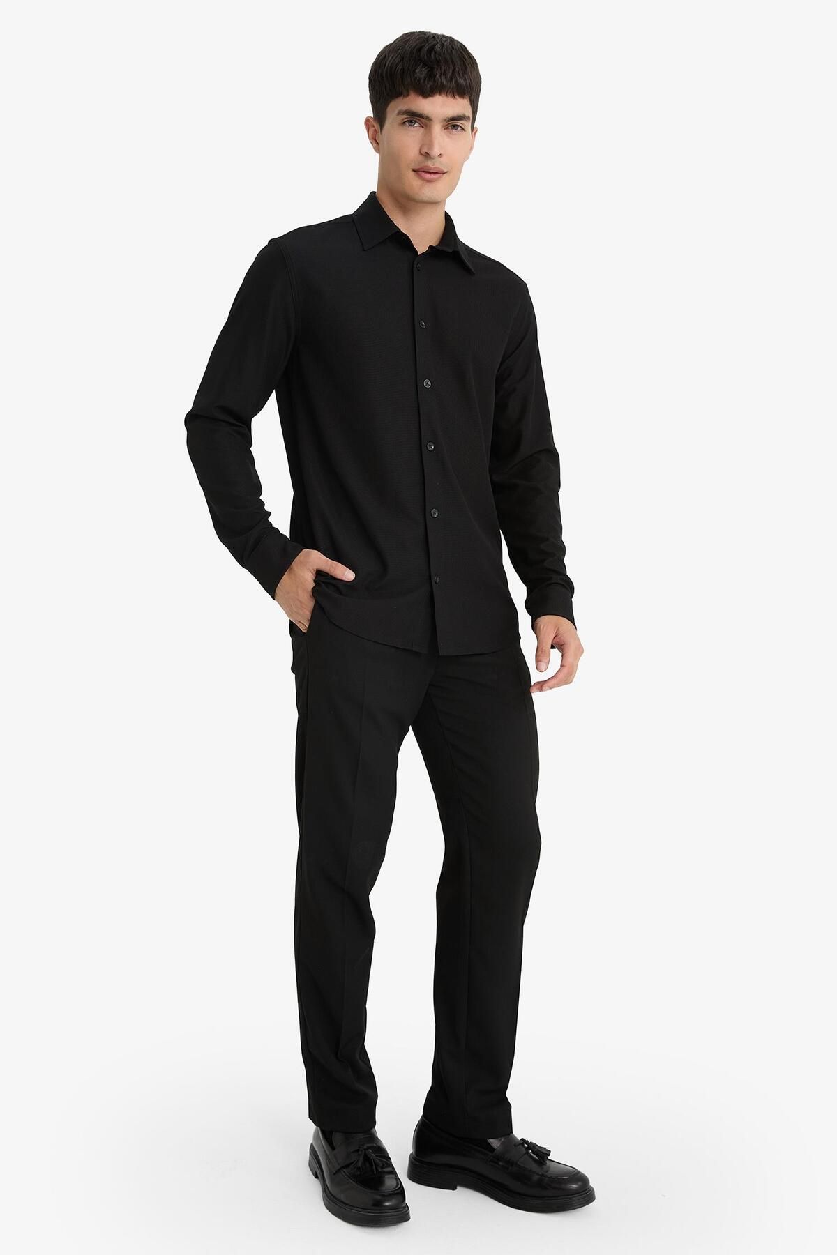 DeFacto-Pantaloni de jogger din țesătură de vară, talie cu șireturi, elastic, picior drept, elastic în toate direcțiile cu buzunare A9943ax24au 1