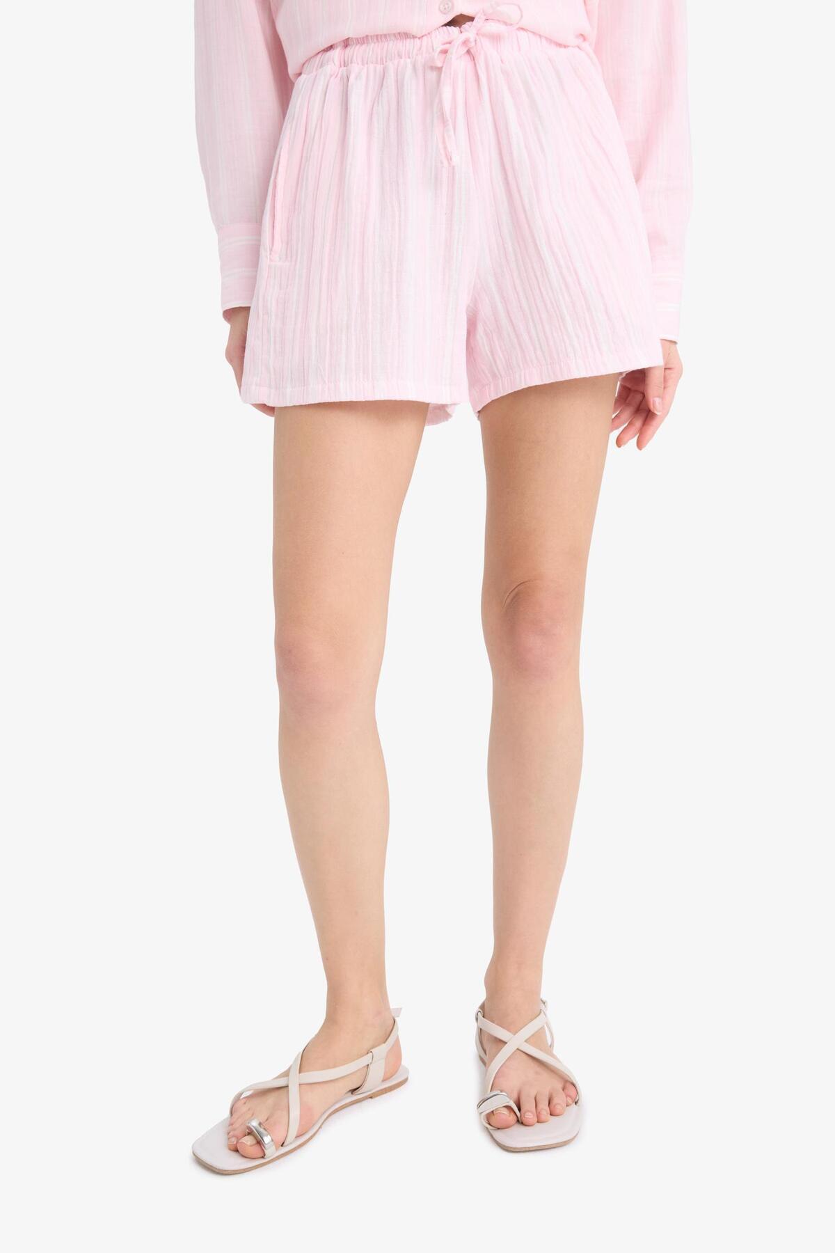 DeFacto-Coool A-Line Elastic Waist Lace-Up Muslin Shorts F2242Ax25Sm 8