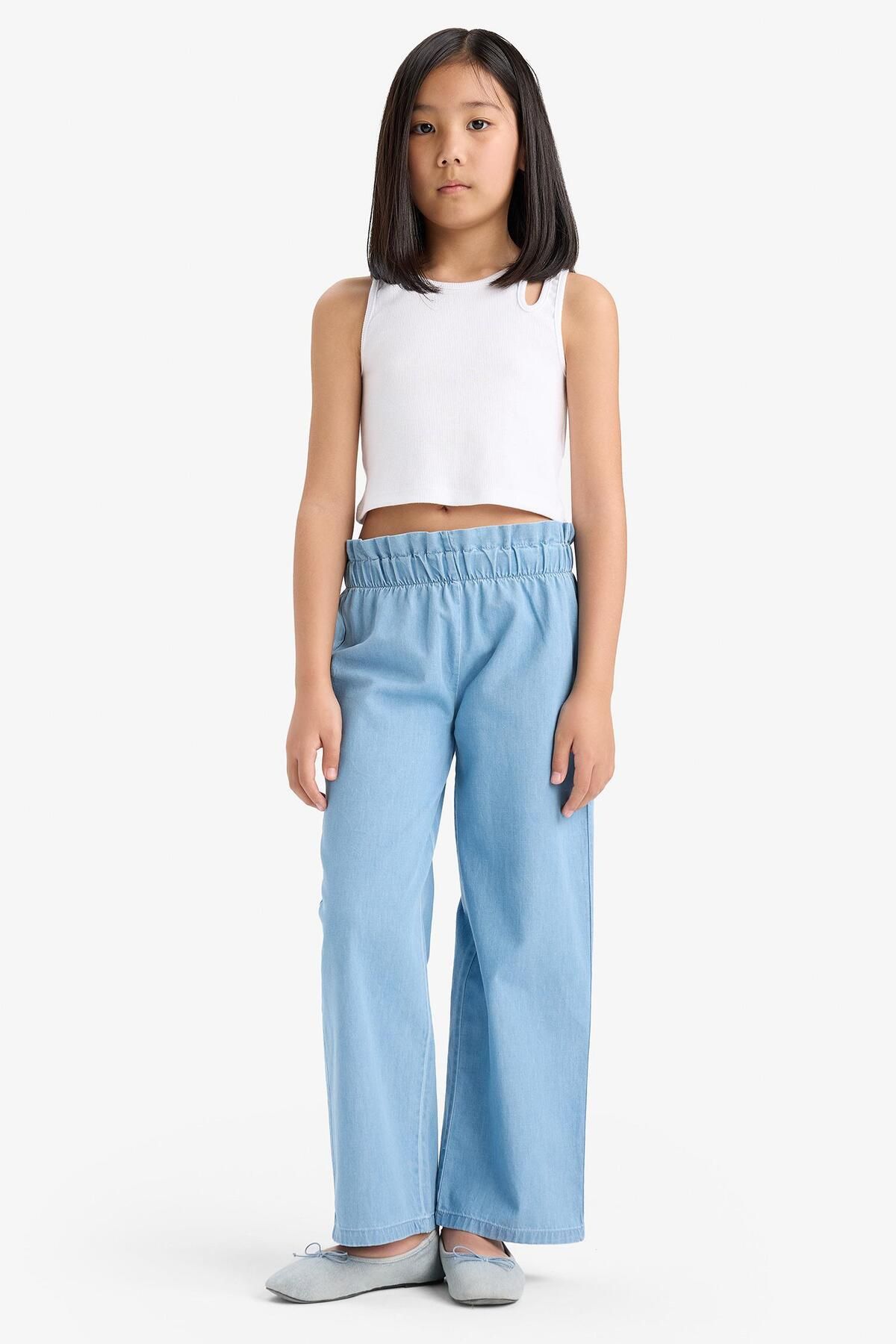 DeFacto-Hellblaue Mädchen-Jeanshose mit weitem Bein E6689a8/nm39 3