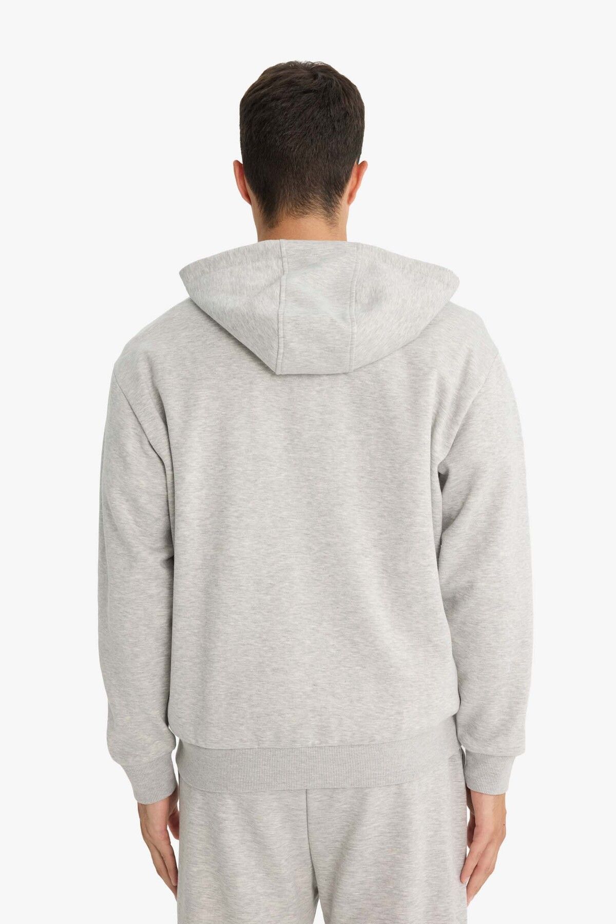DeFacto-Comfort Fit Kapuzenpullover mit weichem, flauschigem Basic-Sweatshirt mit geradem, dickem Reißverschluss D7599AX25SP 6