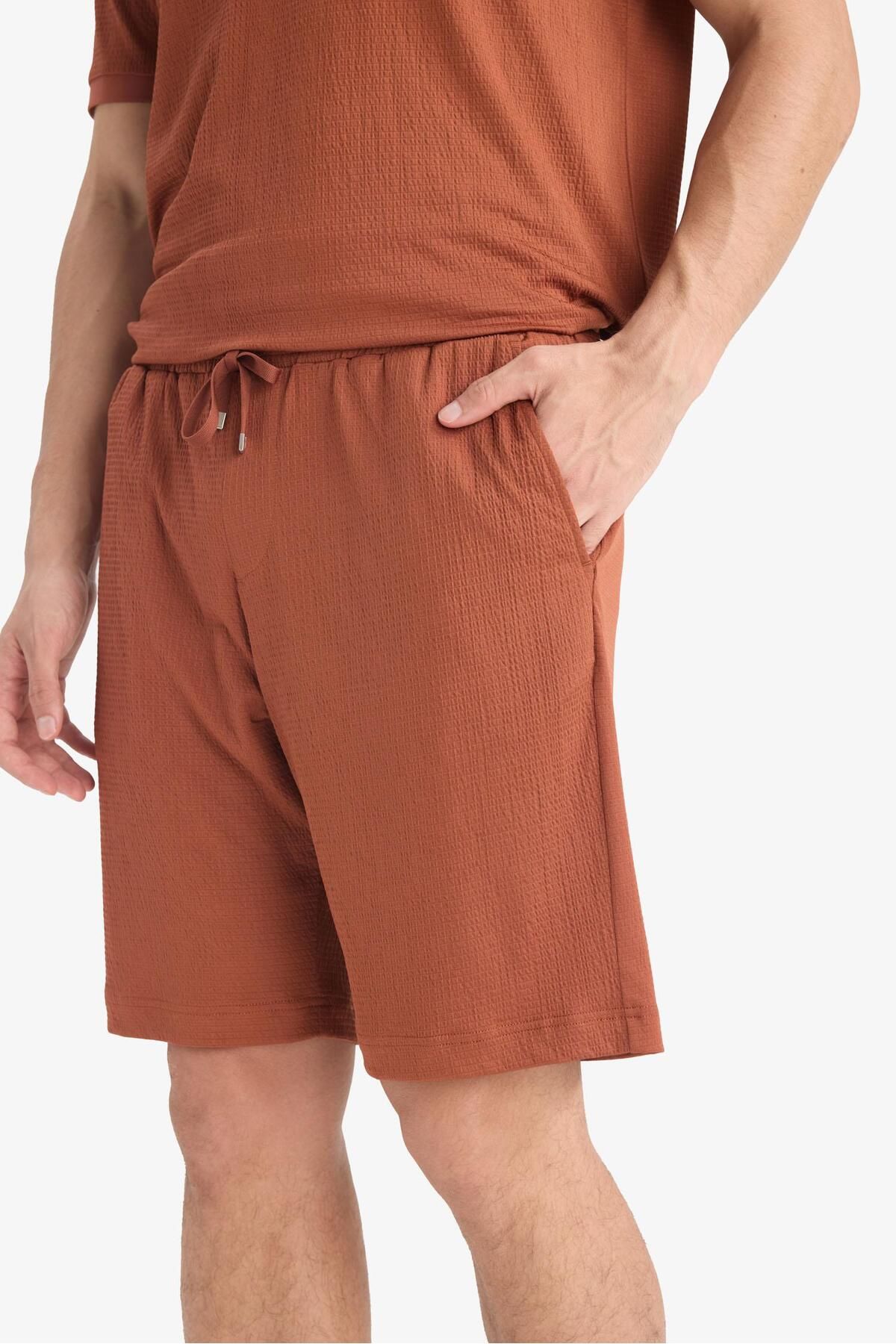 DeFacto-Regular Fit All-Directional Stretching Crinkle Bermuda Shorts E0980ax25sm 8