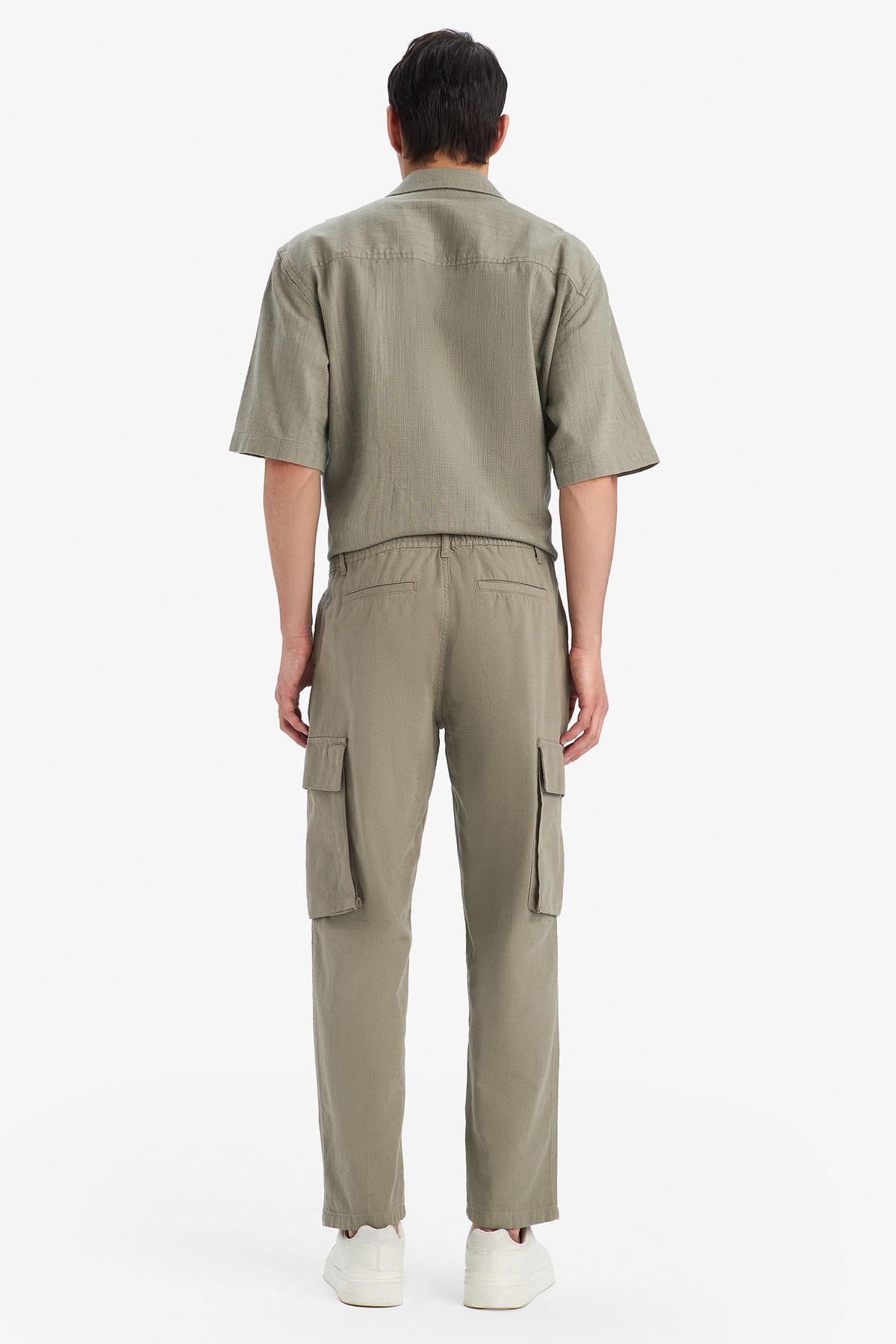 DeFacto-100% Cotton Wide Leg Loose Relaxed Cut Cargo Pocket Linen Look Summer Trousers B9407Ax25Sp 5