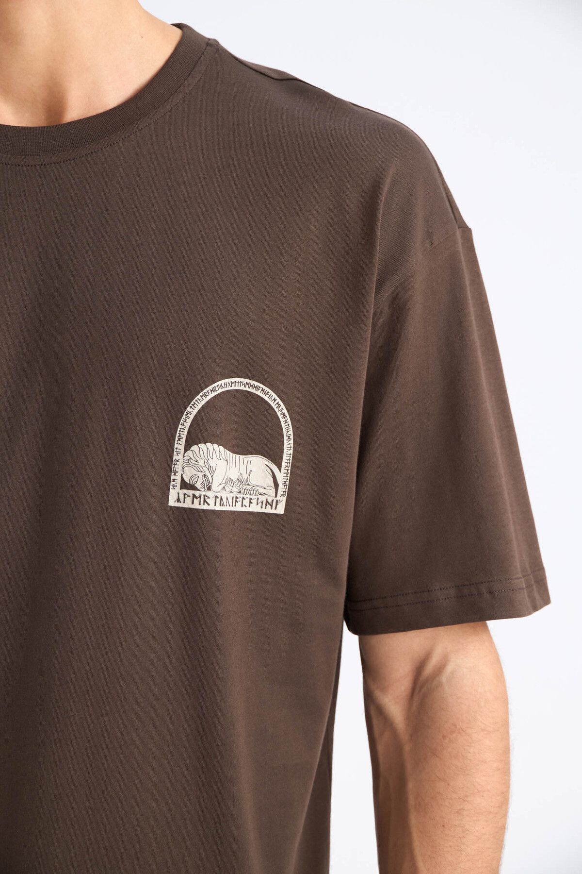 DeFacto-Oversize Fit Crew Neck Cotton Combed Cotton Back Printed T-Shirt 6
