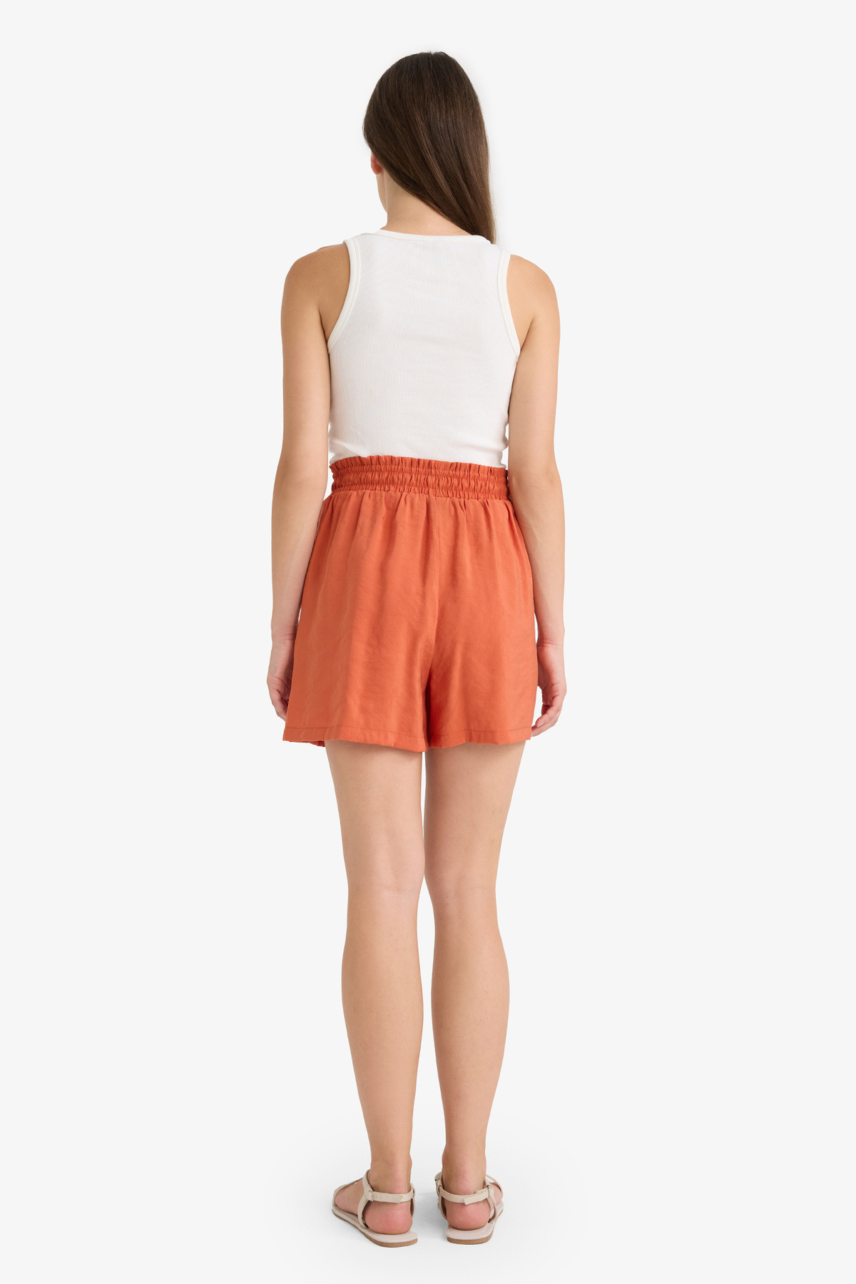 DeFacto-Pantaloni scurți cu talie înaltă elastică cu picioare drepte F0487ax25sm 8