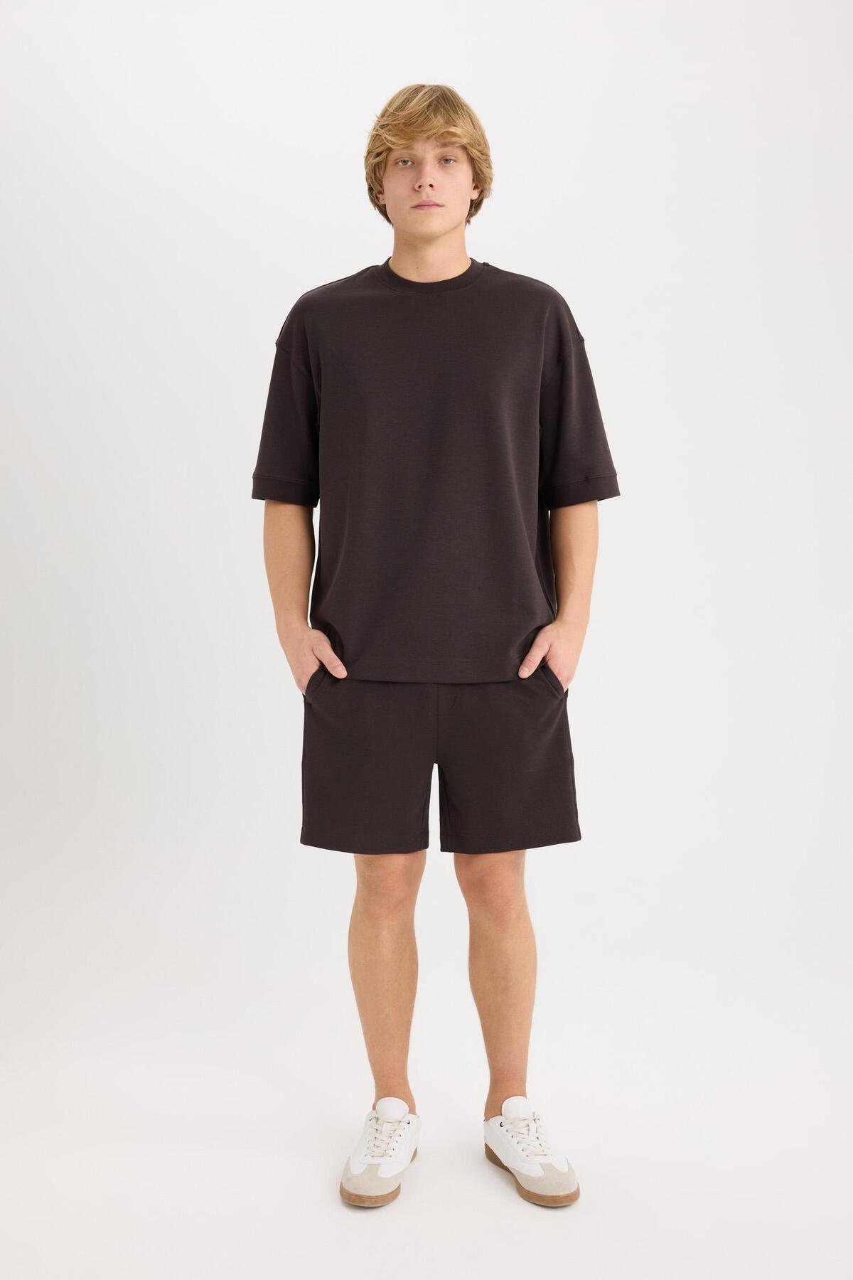 DeFacto-Regular Fit Straight Leg Shorts D9769Ax25Sm 4