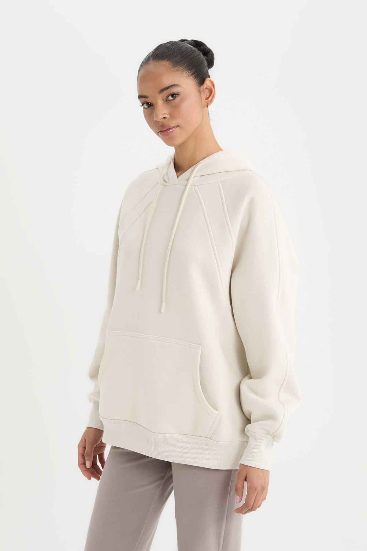 DeFacto-Fit Oversize Fit Χοντρό αθλητικό φούτερ με κουκούλα B0415ax23au 4