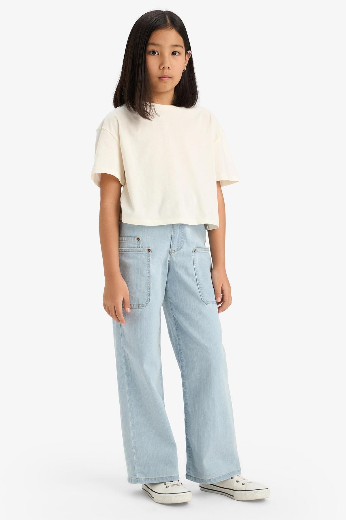 DeFacto-Girls Paperbag Cargo Wide Leg Jean Trousers E5883A825Au 3