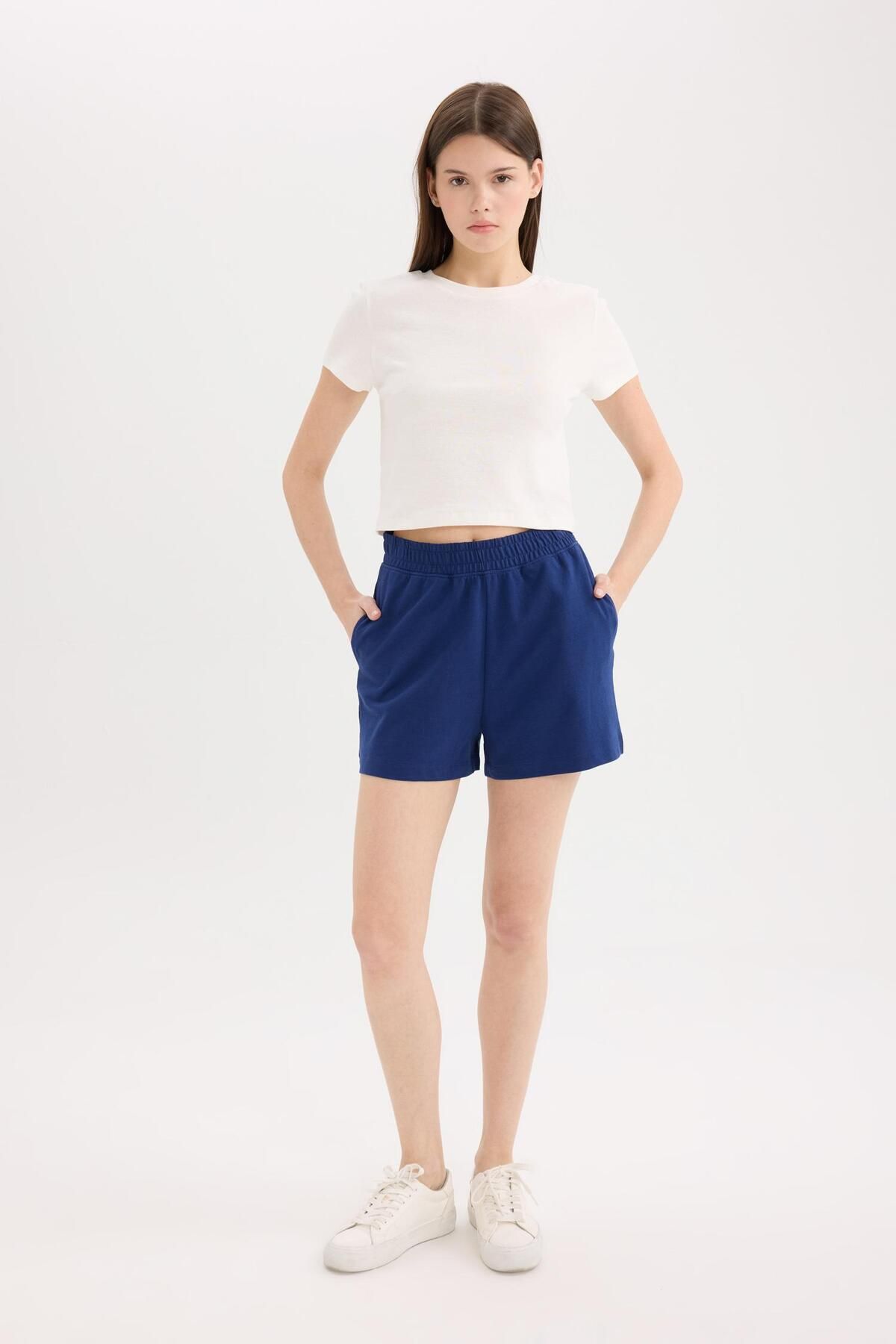 DeFacto-Pantaloni scurți cu talie elastică și buzunare cu picioare drepte U3357AZ25SM 2