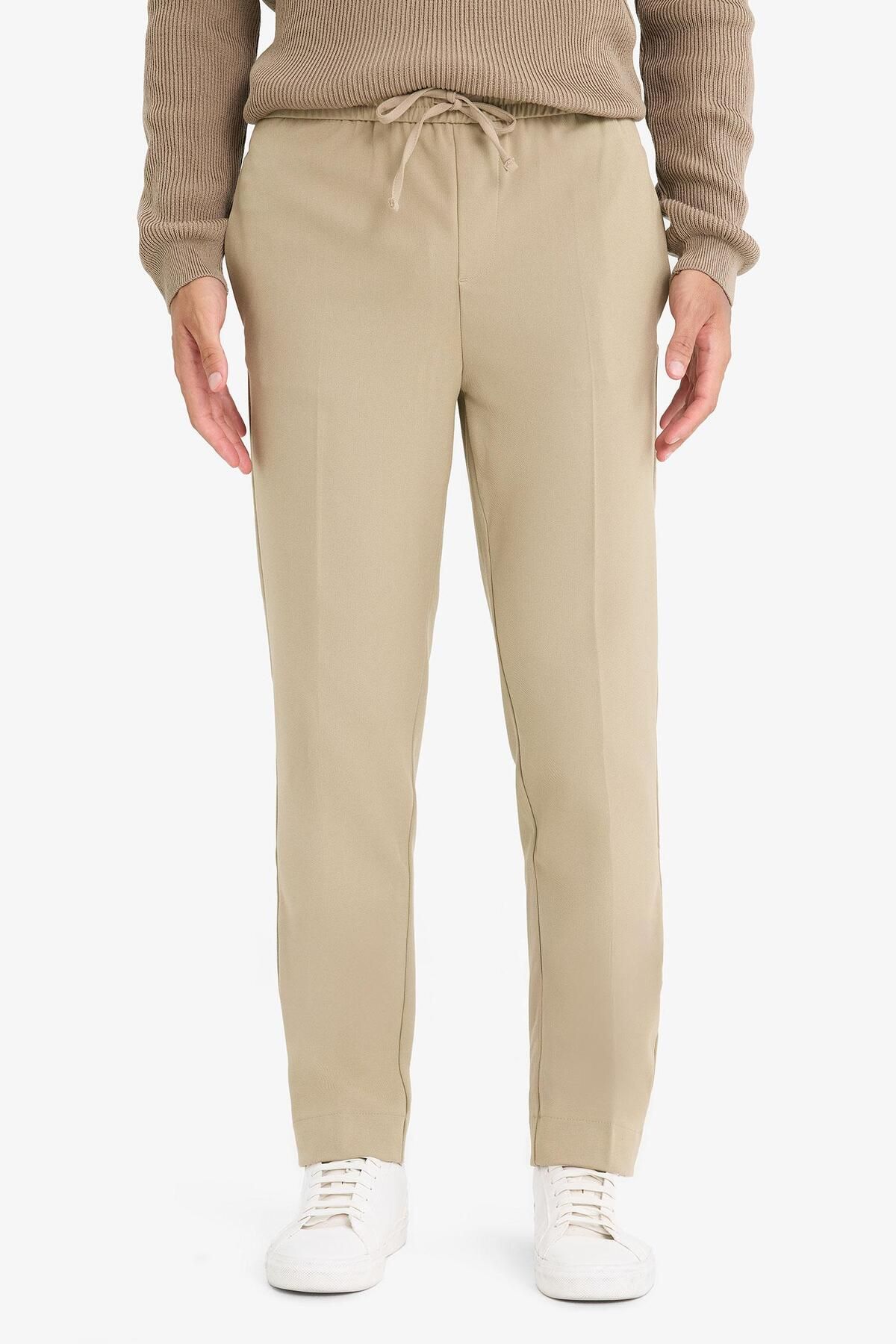 DeFacto-Pantaloni de jogger din țesătură de vară, talie cu șireturi, elastic, picior drept, elastic în toate direcțiile cu buzunare A9943AX25SP 5