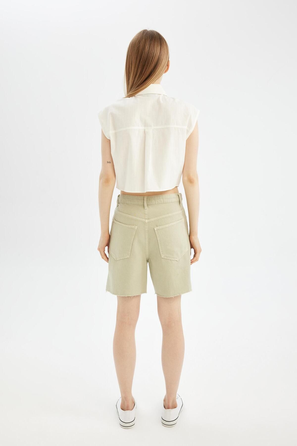 DeFacto-Gabardine-Shorts mit kurzem Bein – Regular Fit, normale Taille D0964AX24SM 7