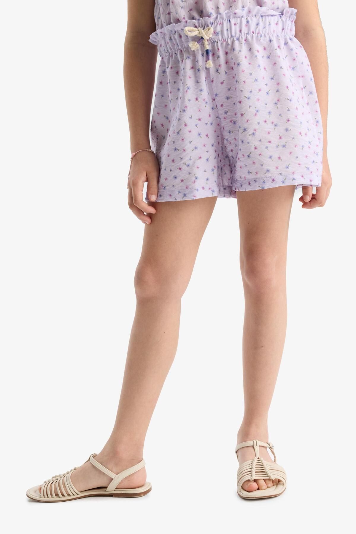 DeFacto-Girl's Patterned Shorts with Elastic Waist D7615A825Hs 5
