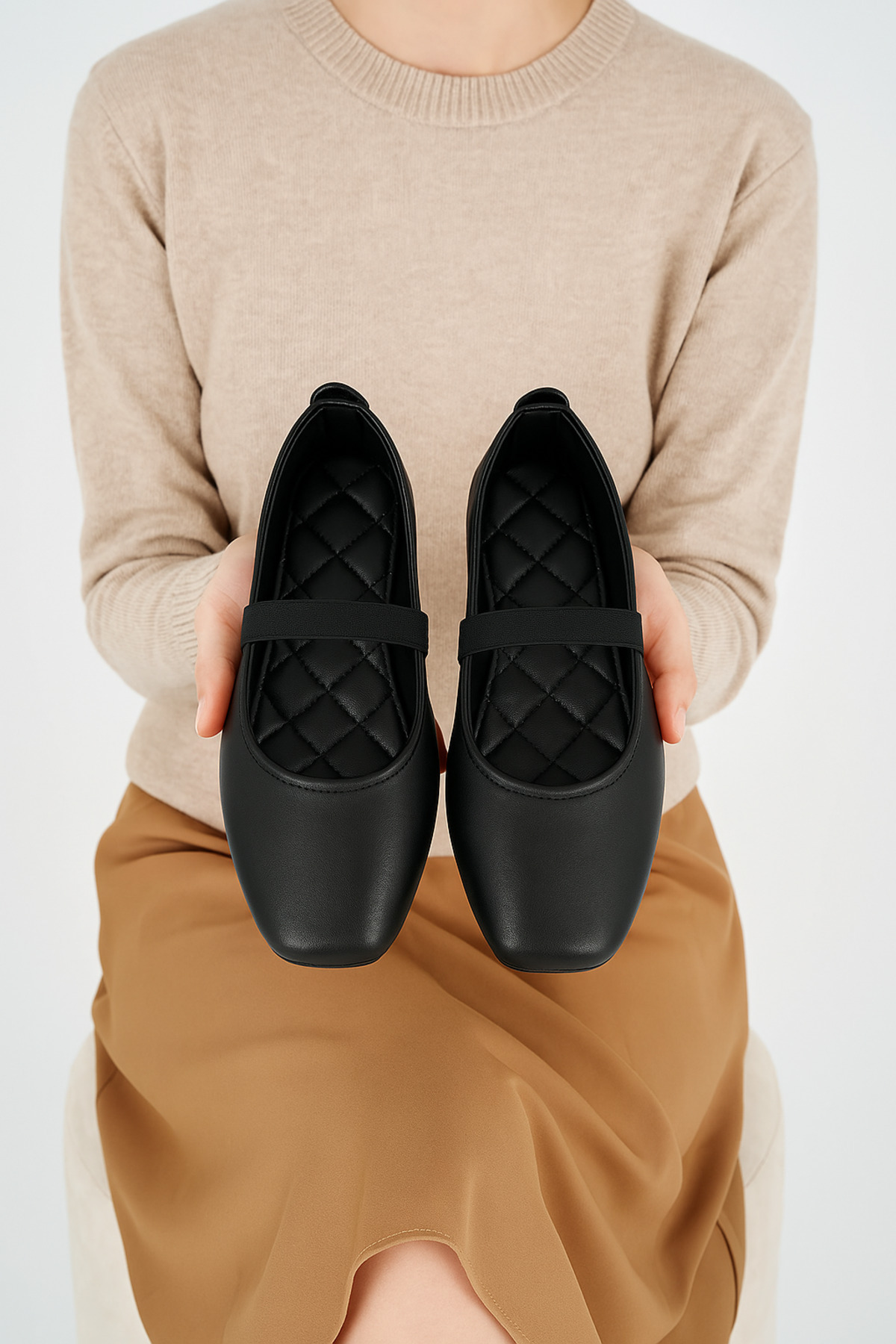 StWenn  F Siyah Babet Hafif Rahat Taban Ortopedik Kadın Anne Ayakkabısı Iş Ofis Günlük - Görsel 3