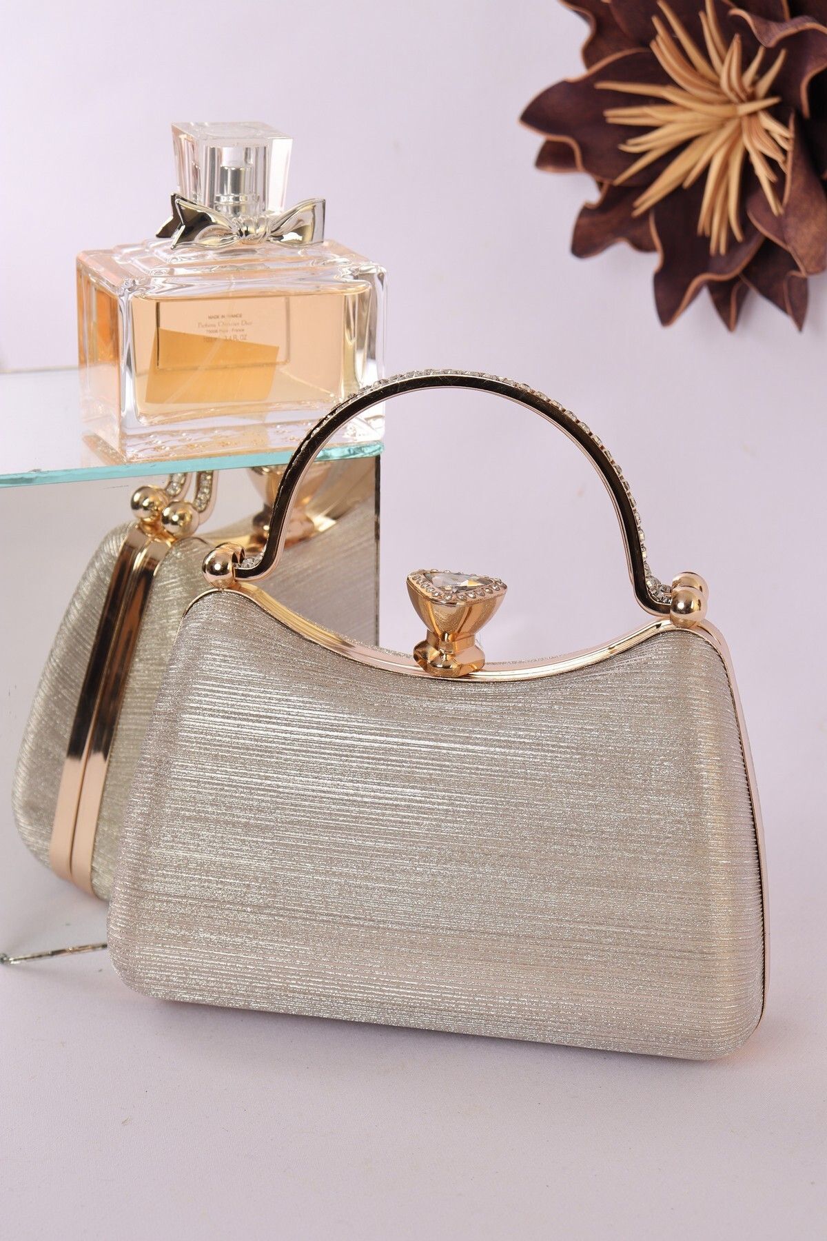 weem bag Elysara EB0751 | SİNDİRELLA ŞIK ÇİFT METAL SAPLI ABİYE ÇANTA